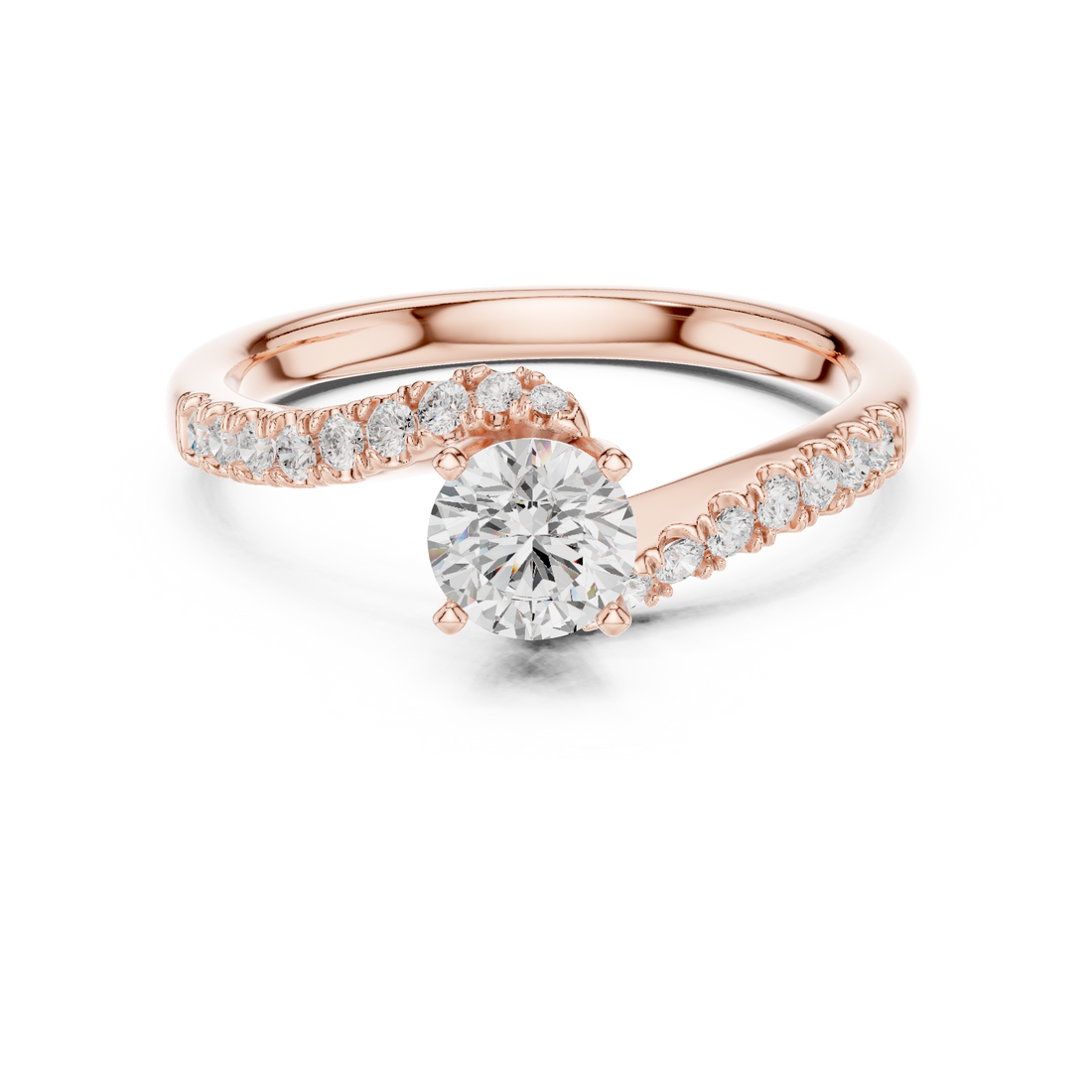 Vintage Style Twisted Diamond Engagement Ring | Bypass Bridal Ring