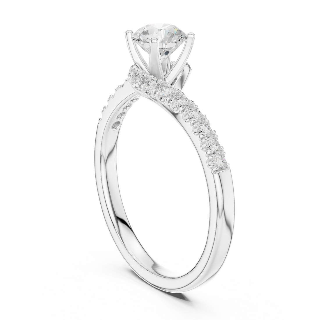 Vintage Style Twisted Diamond Engagement Ring | Bypass Bridal Ring
