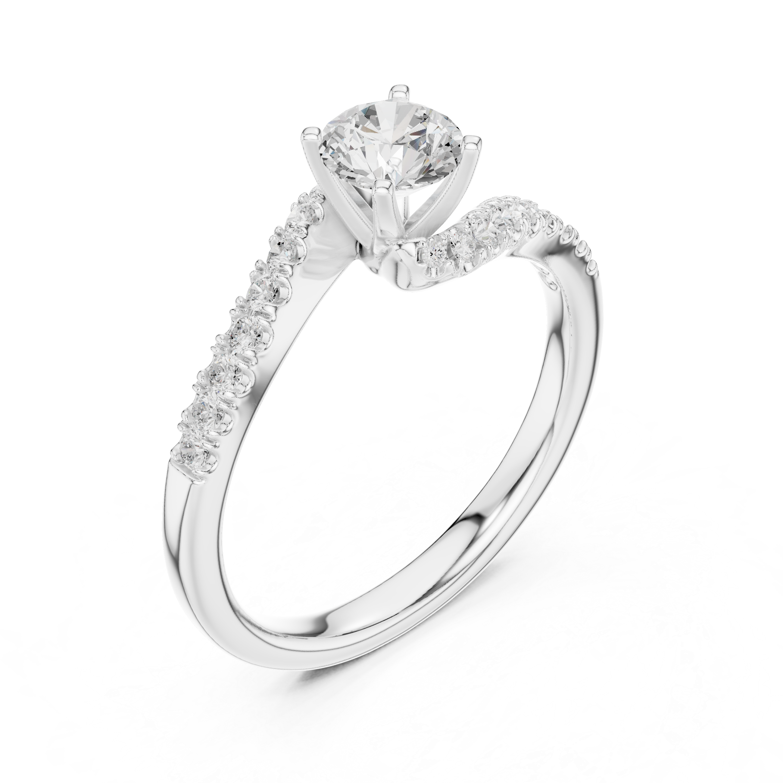 Vintage Style Twisted Diamond Engagement Ring | Bypass Bridal Ring