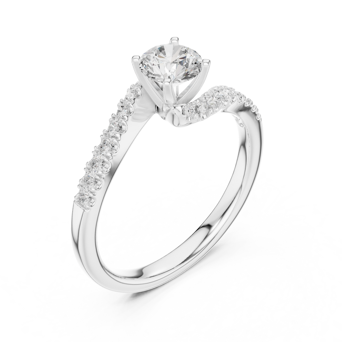 Vintage Style Twisted Diamond Engagement Ring | Bypass Bridal Ring