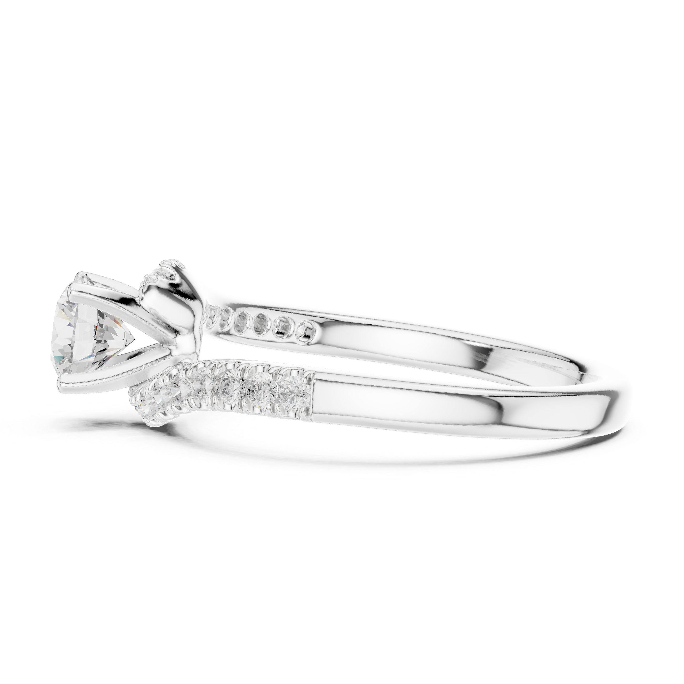 Vintage Style Twisted Diamond Engagement Ring | Bypass Bridal Ring