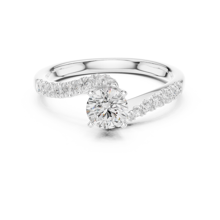 Vintage Style Twisted Diamond Engagement Ring | Bypass Bridal Ring