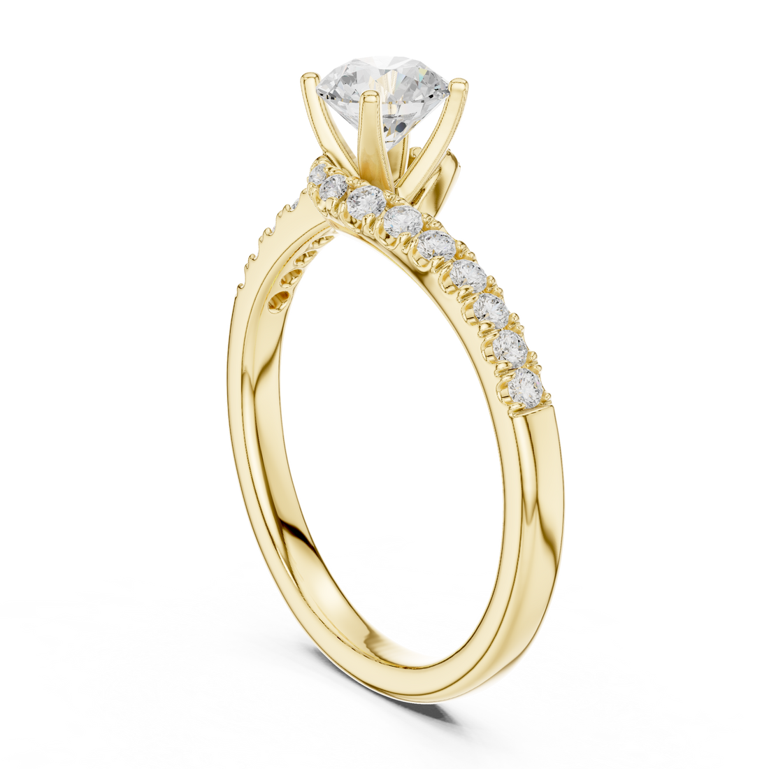 Vintage Style Twisted Diamond Engagement Ring | Bypass Bridal Ring