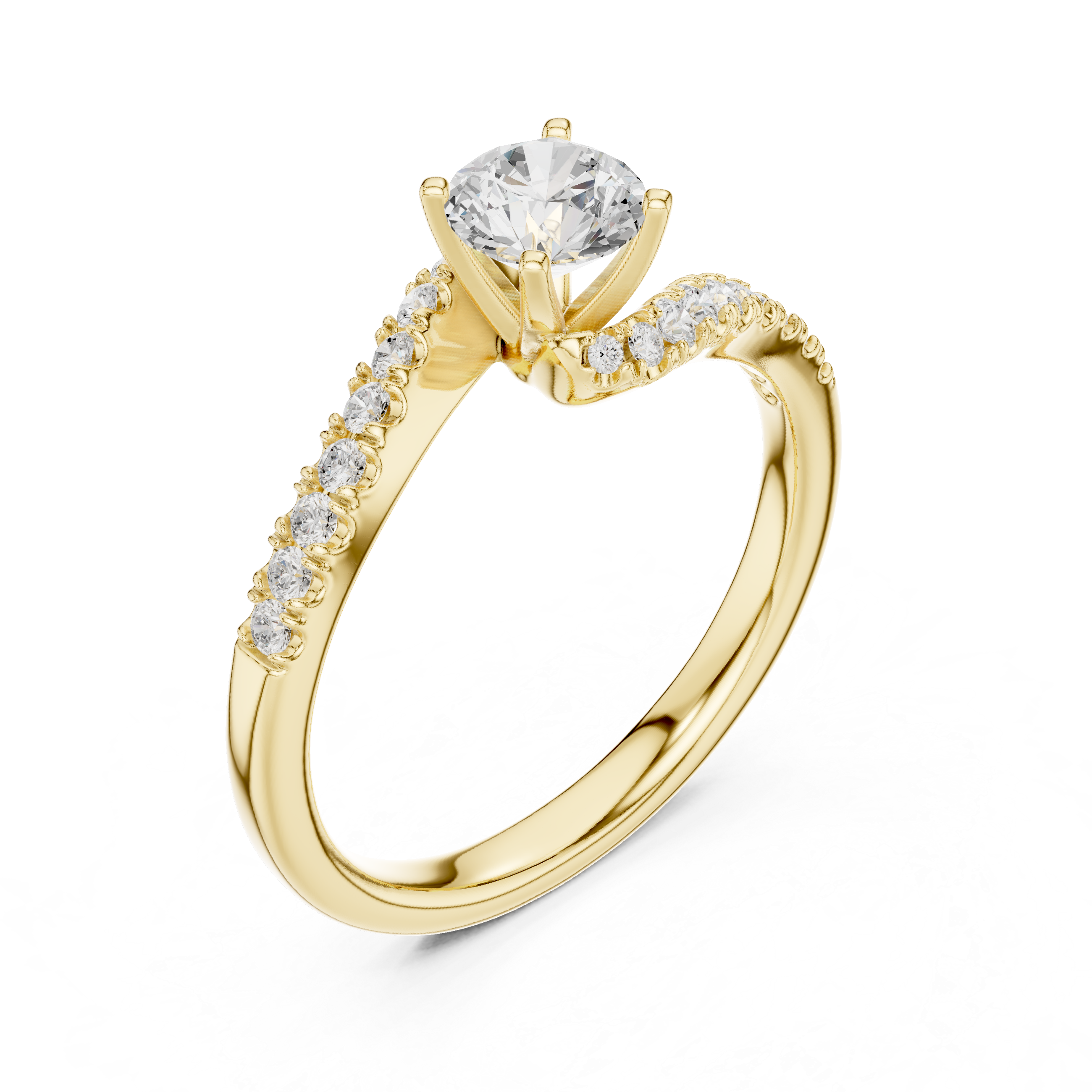 Vintage Style Twisted Diamond Engagement Ring | Bypass Bridal Ring