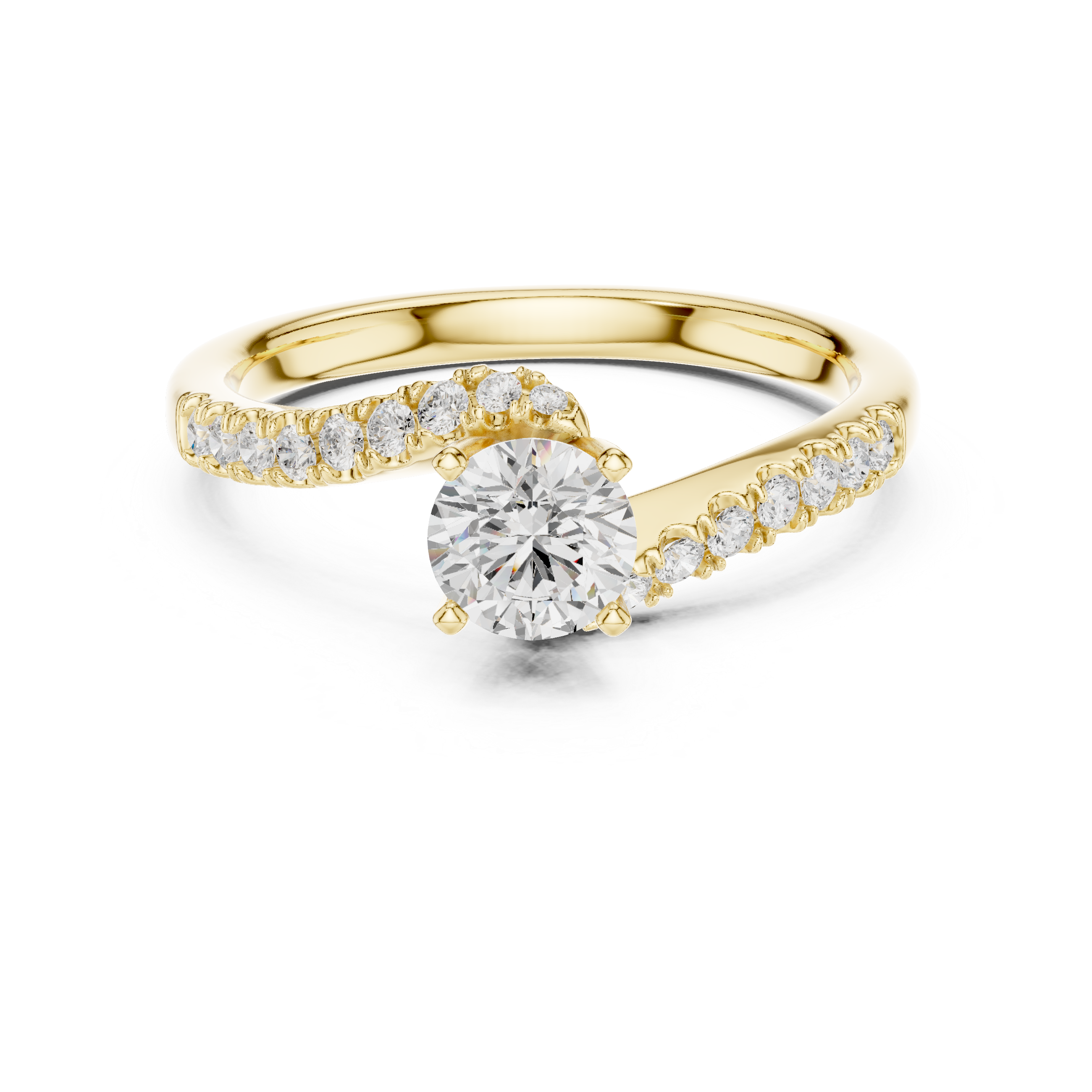 Vintage Style Twisted Diamond Engagement Ring | Bypass Bridal Ring