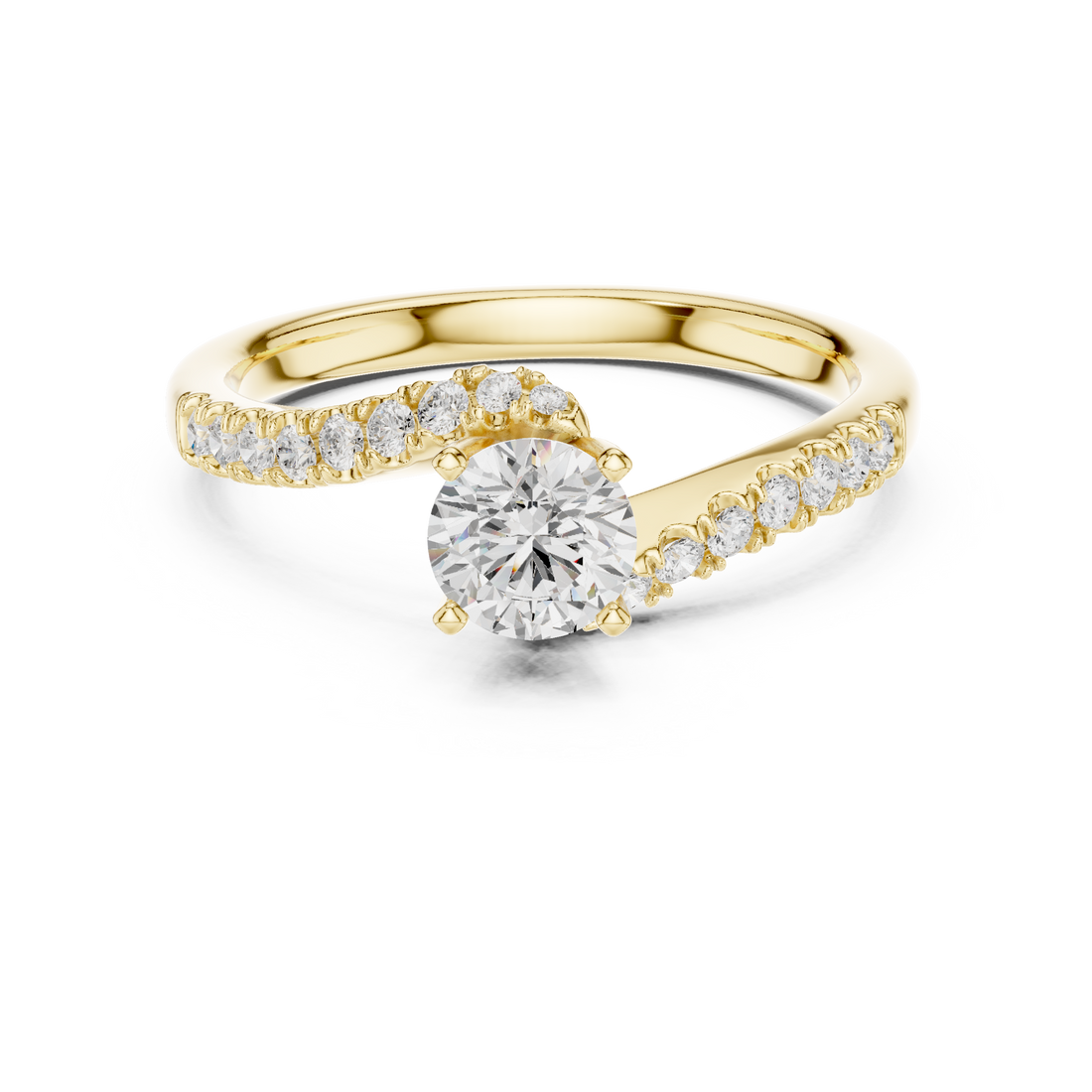 Vintage Style Twisted Diamond Engagement Ring | Bypass Bridal Ring