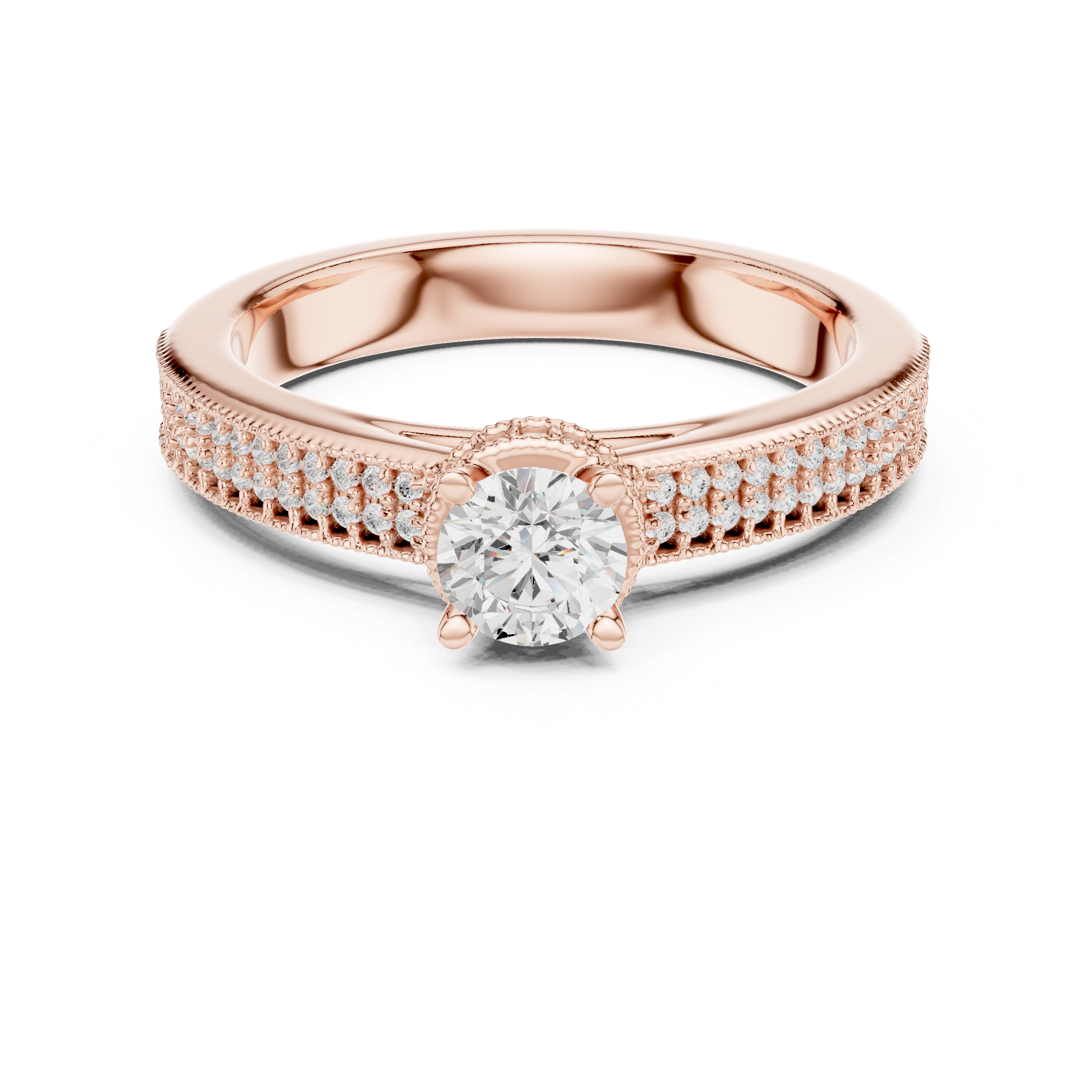 Designer Hidden Halo Diamond Ring | Pavé Band Engagement Ring for Women