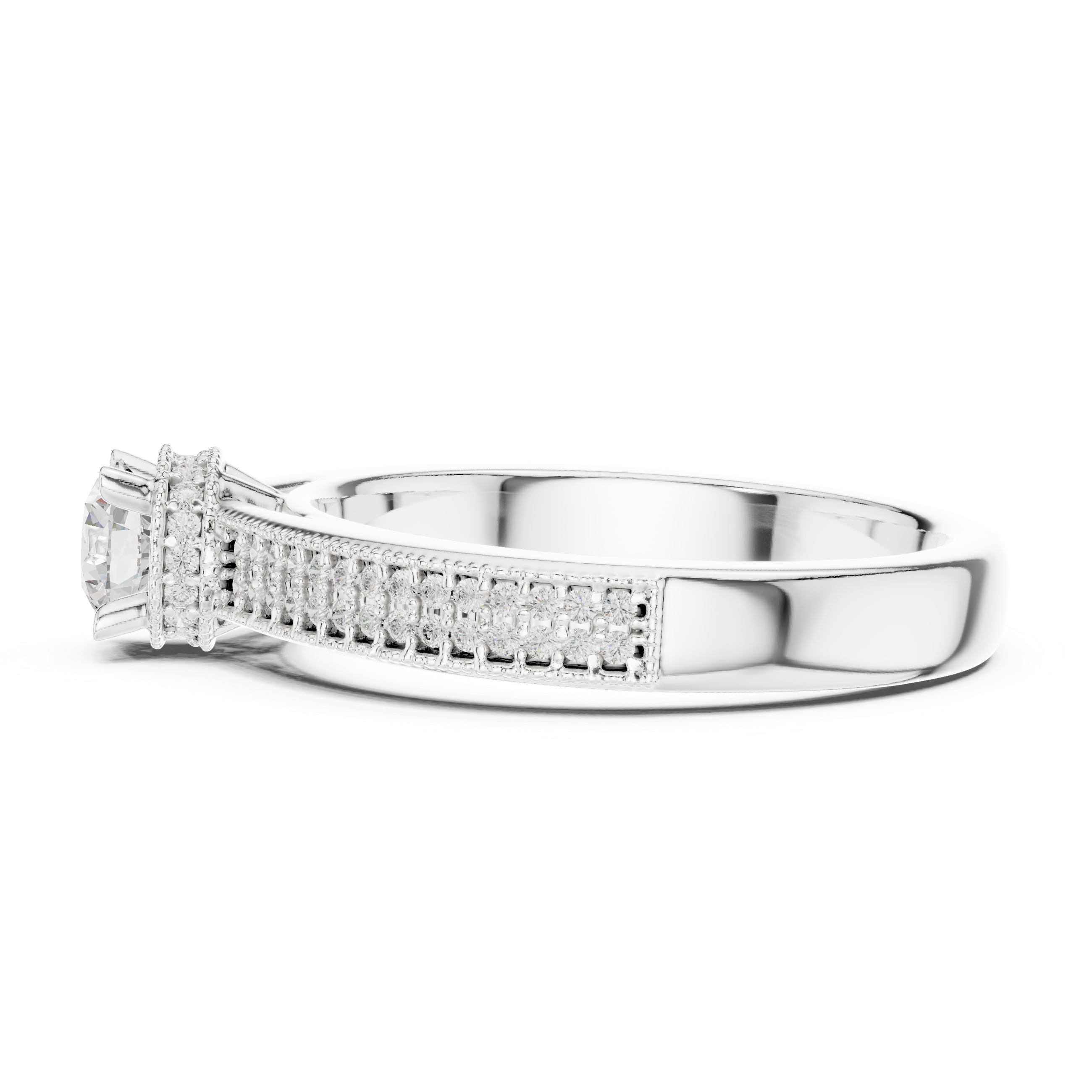 Designer Hidden Halo Diamond Ring | Pavé Band Engagement Ring for Women