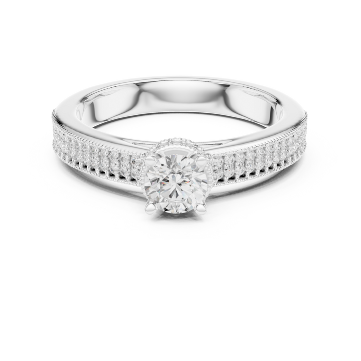 Designer Hidden Halo Diamond Ring | Pavé Band Engagement Ring for Women