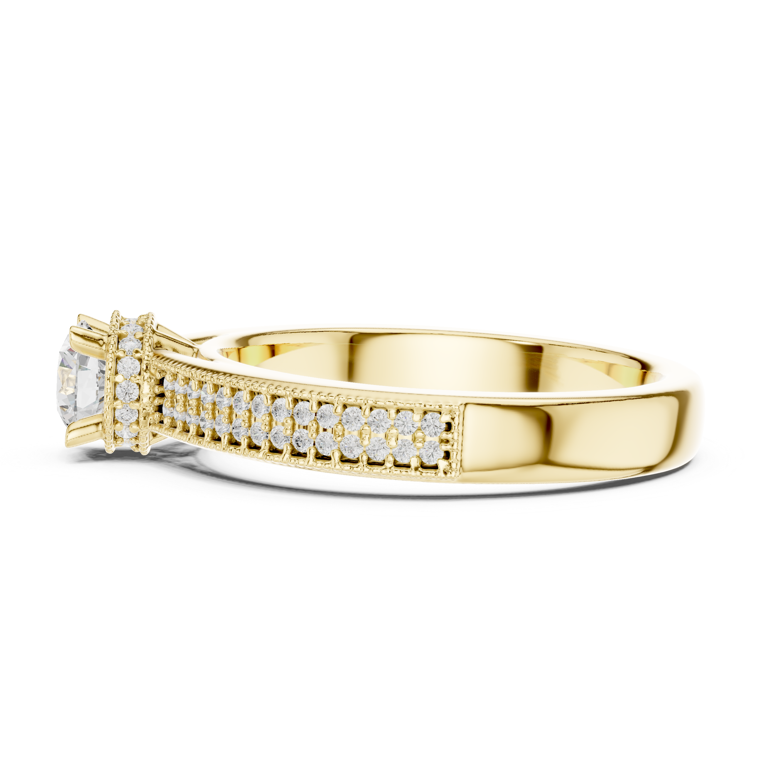 Designer Hidden Halo Diamond Ring | Pavé Band Engagement Ring for Women
