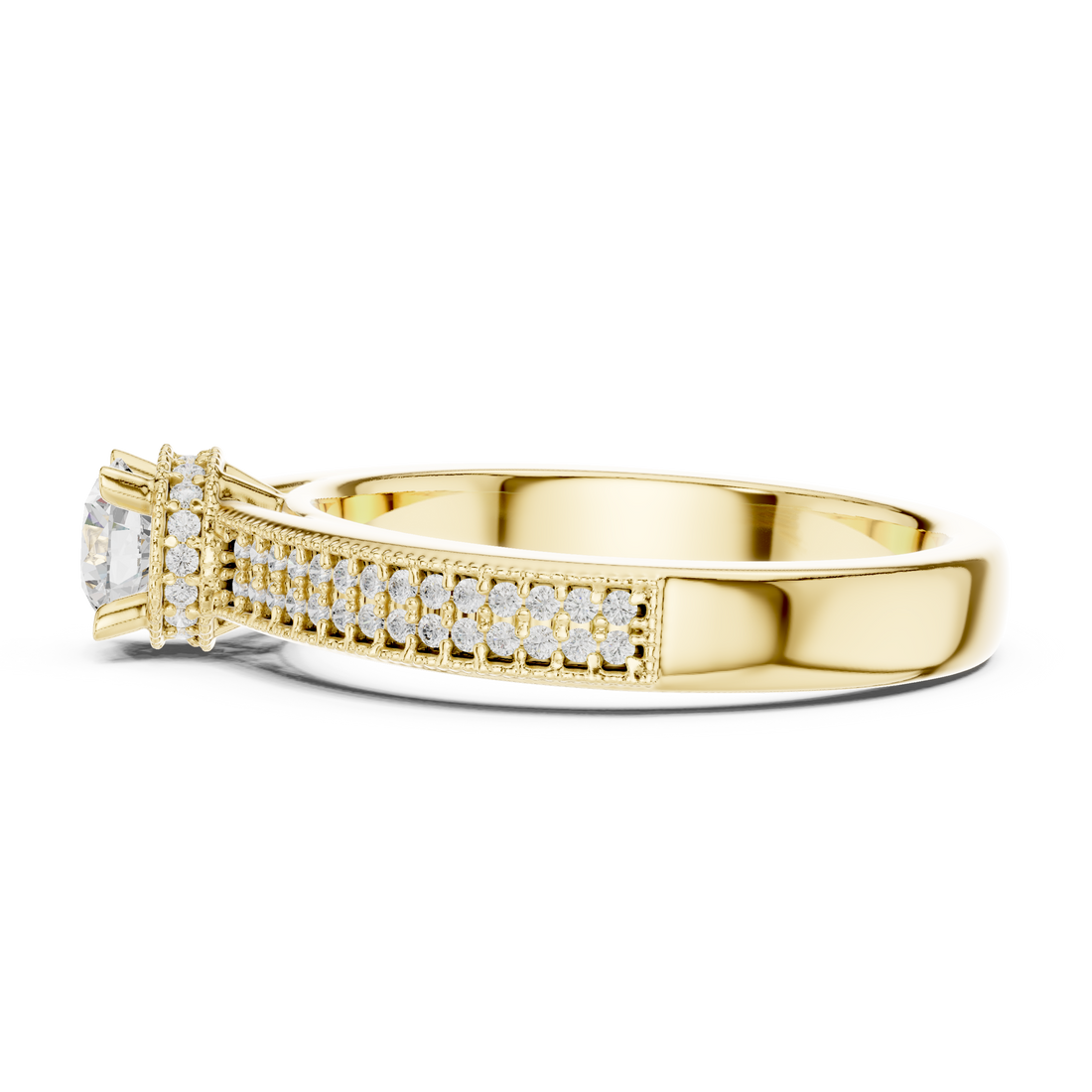 Designer Hidden Halo Diamond Ring | Pavé Band Engagement Ring for Women