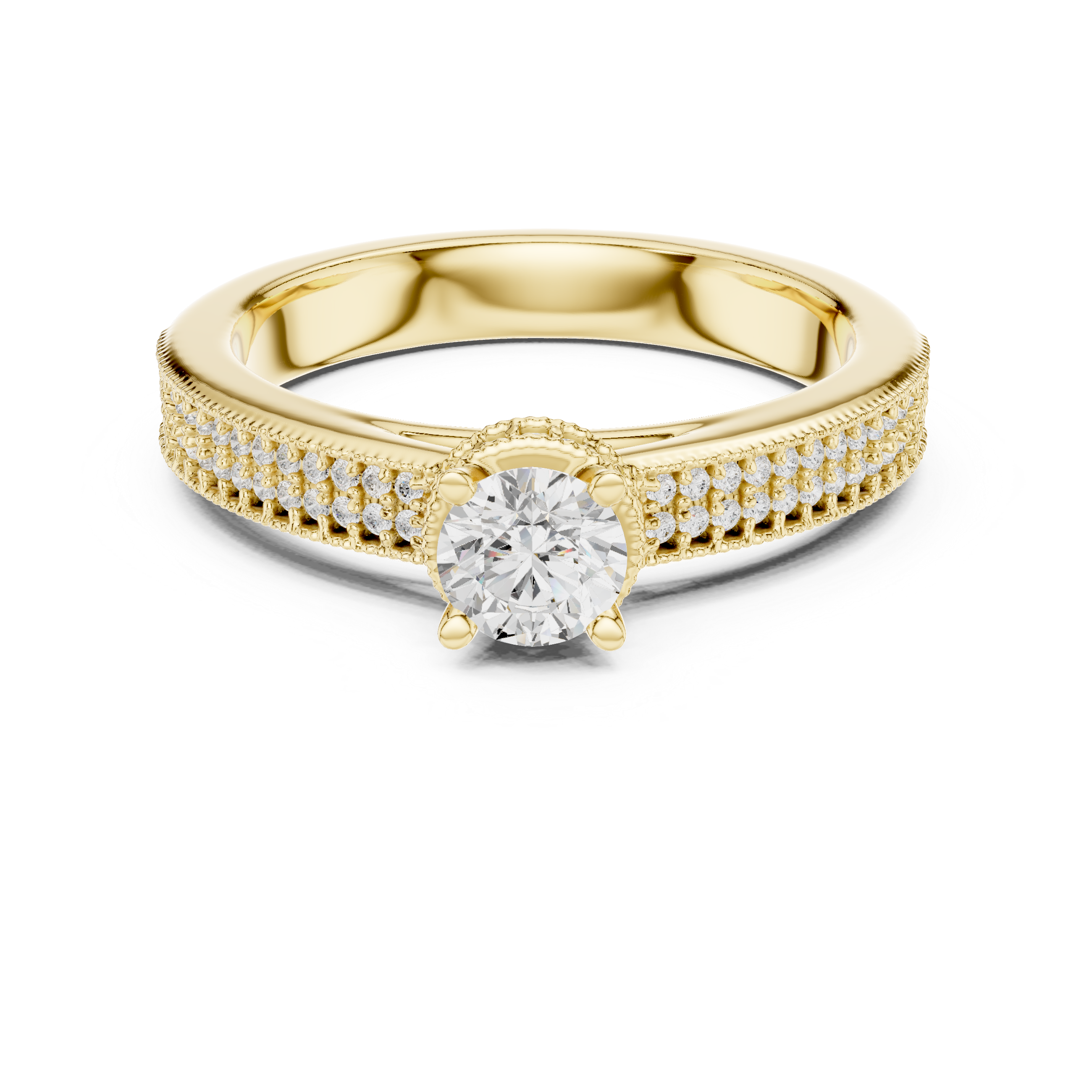 Designer Hidden Halo Diamond Ring | Pavé Band Engagement Ring for Women