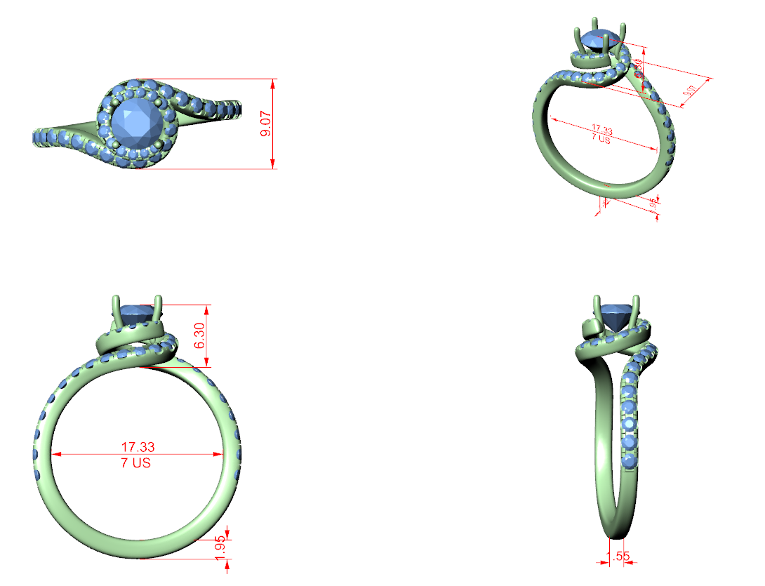 Minimal Yet Elegant Bypass Halo Diamond Ring Design
