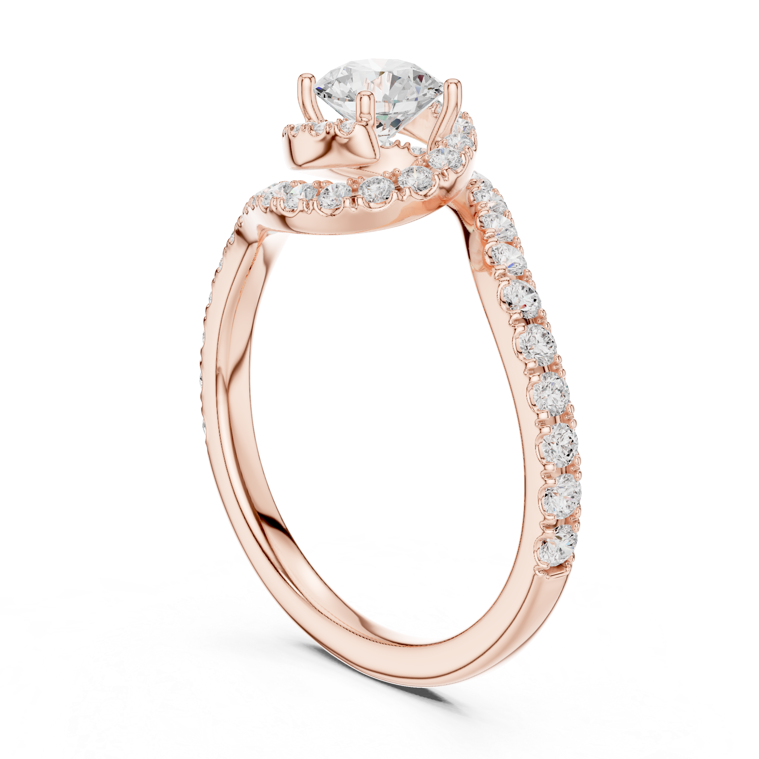 Minimal Yet Elegant Bypass Halo Diamond Ring Design