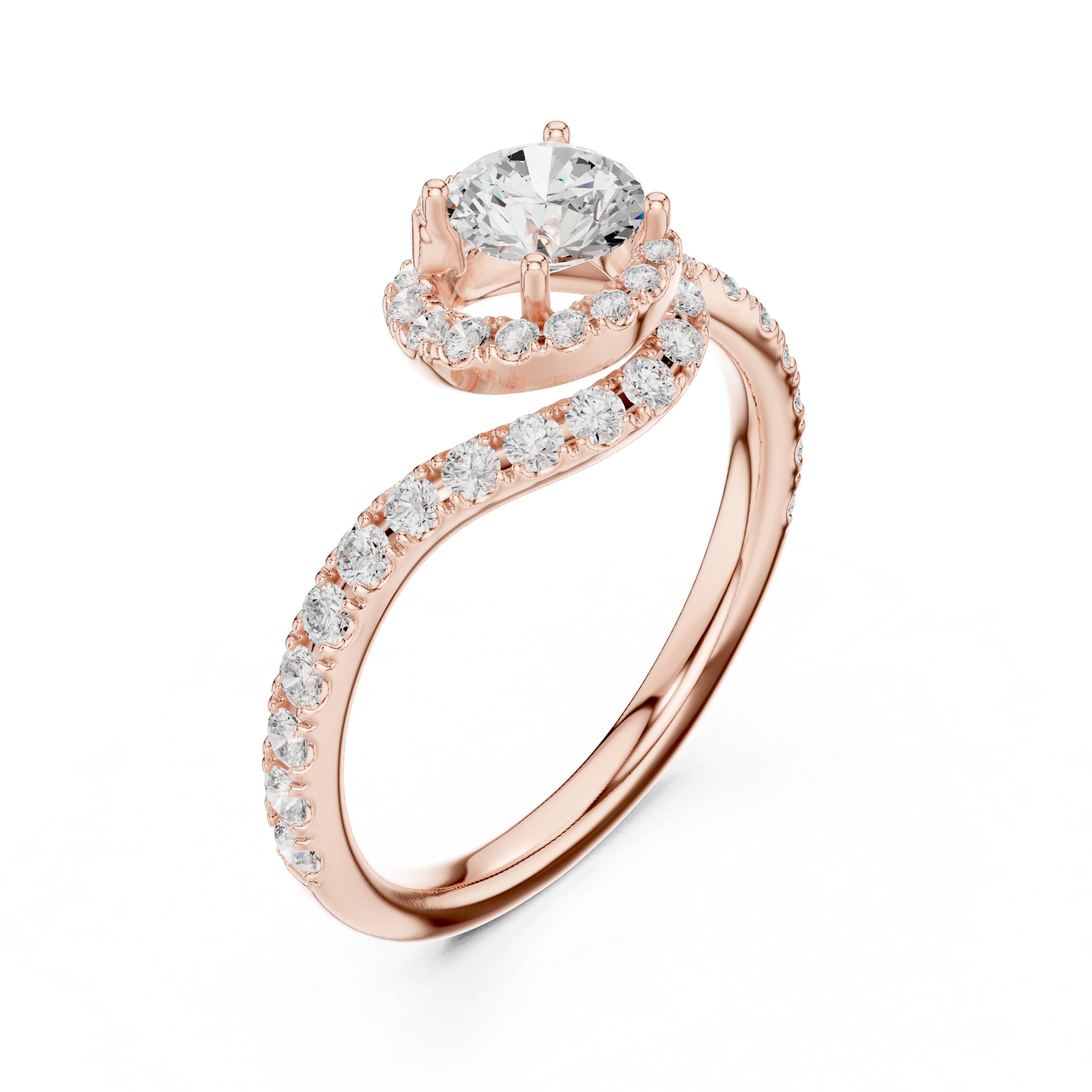 Minimal Yet Elegant Bypass Halo Diamond Ring Design