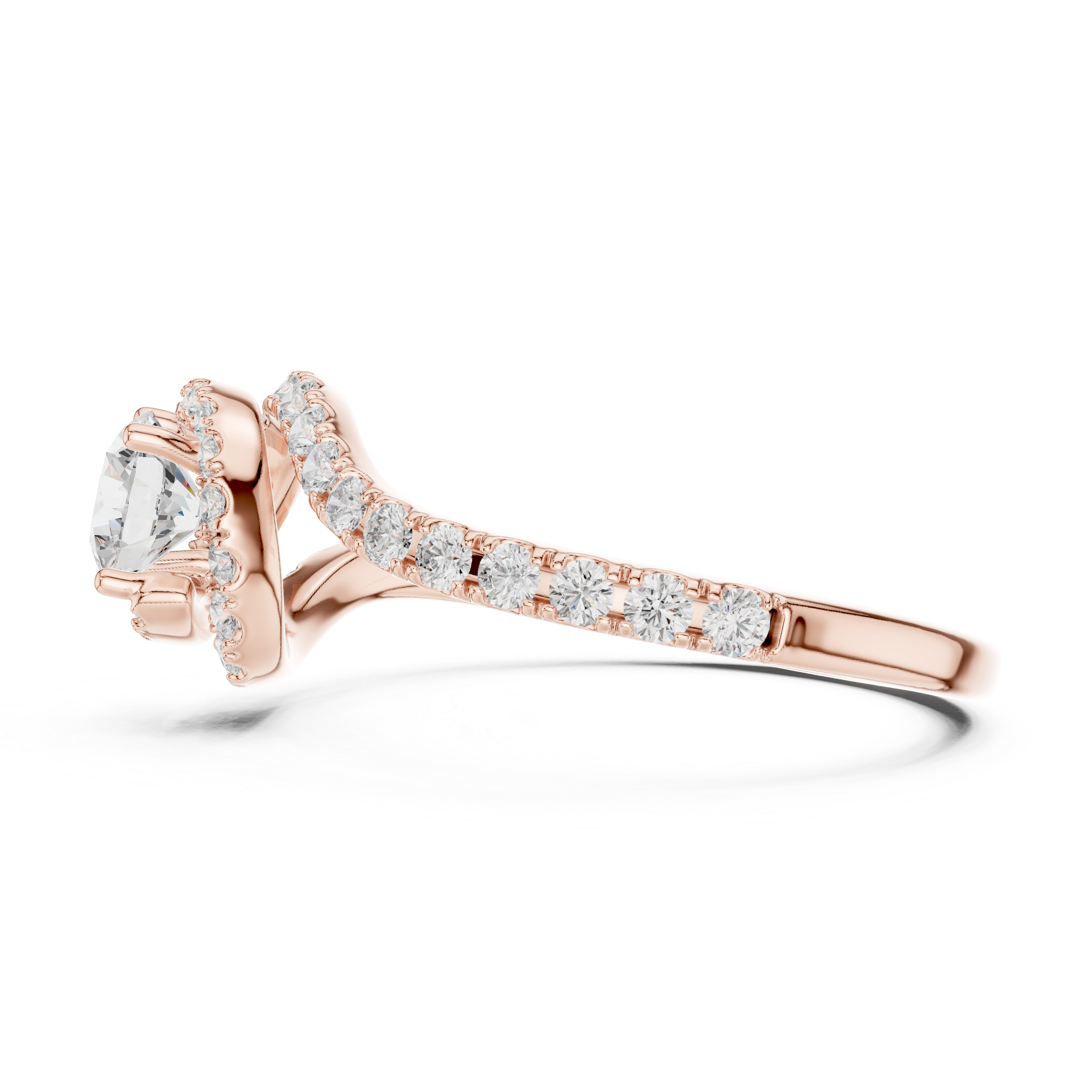 Minimal Yet Elegant Bypass Halo Diamond Ring Design