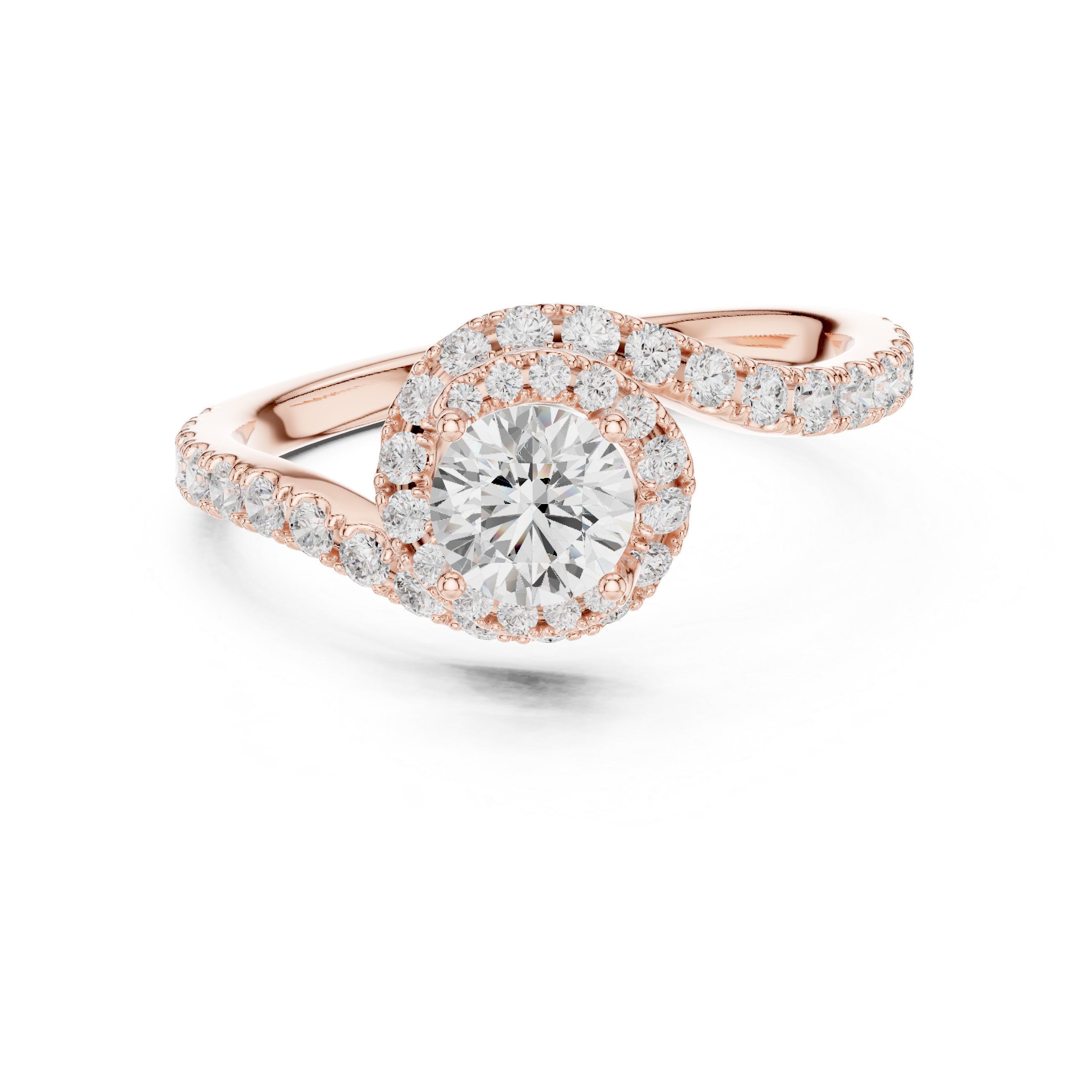 Minimal Yet Elegant Bypass Halo Diamond Ring Design