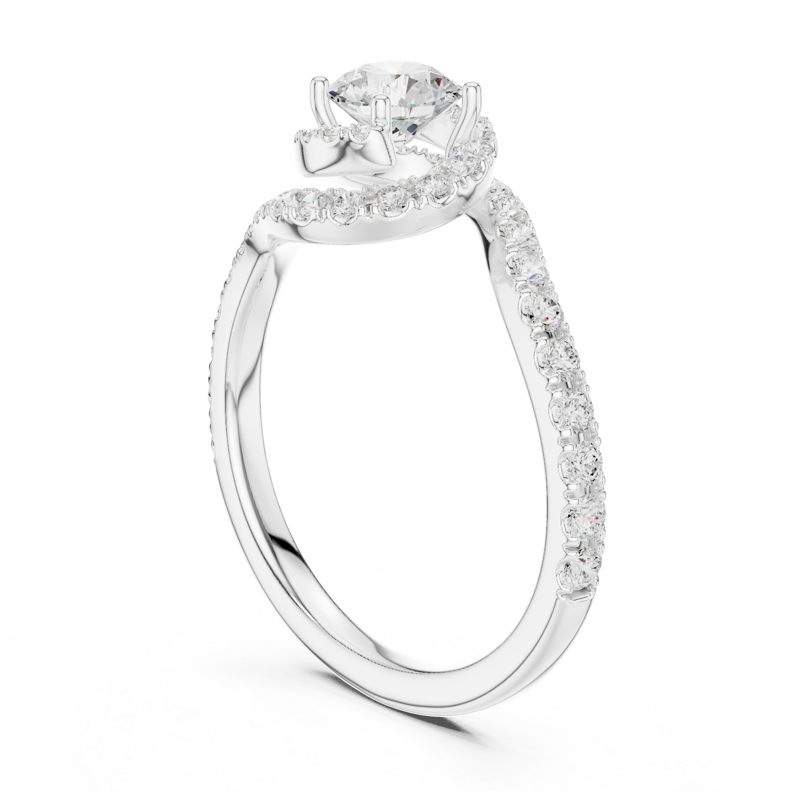 Minimal Yet Elegant Bypass Halo Diamond Ring Design