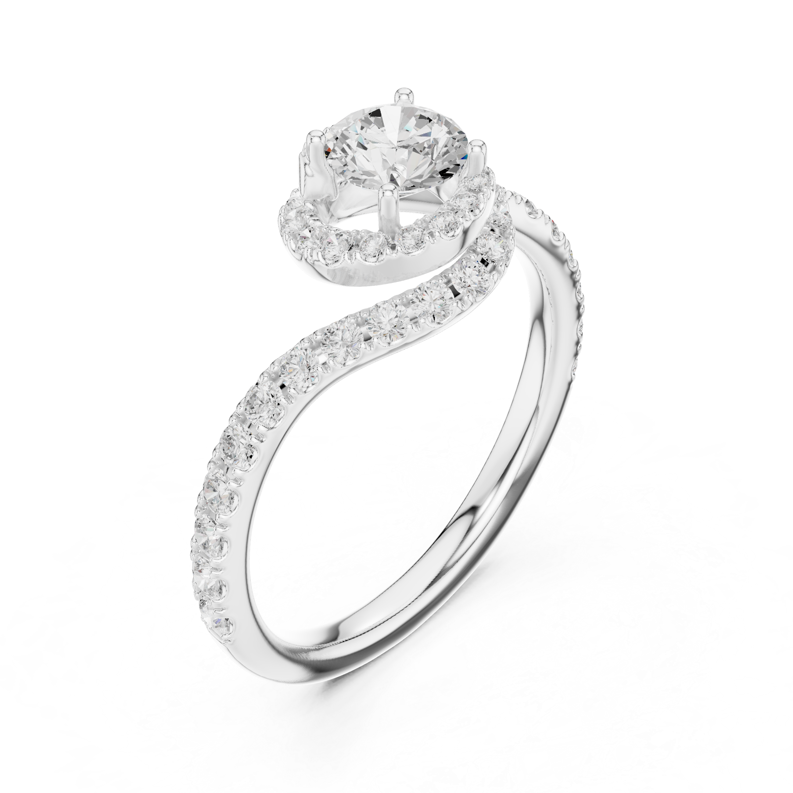Minimal Yet Elegant Bypass Halo Diamond Ring Design