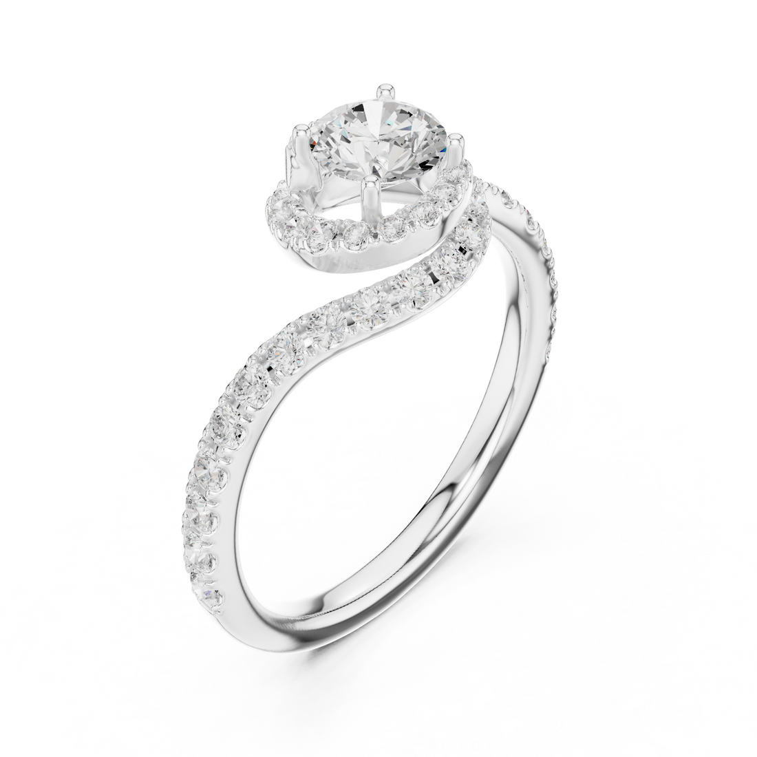 Minimal Yet Elegant Bypass Halo Diamond Ring Design