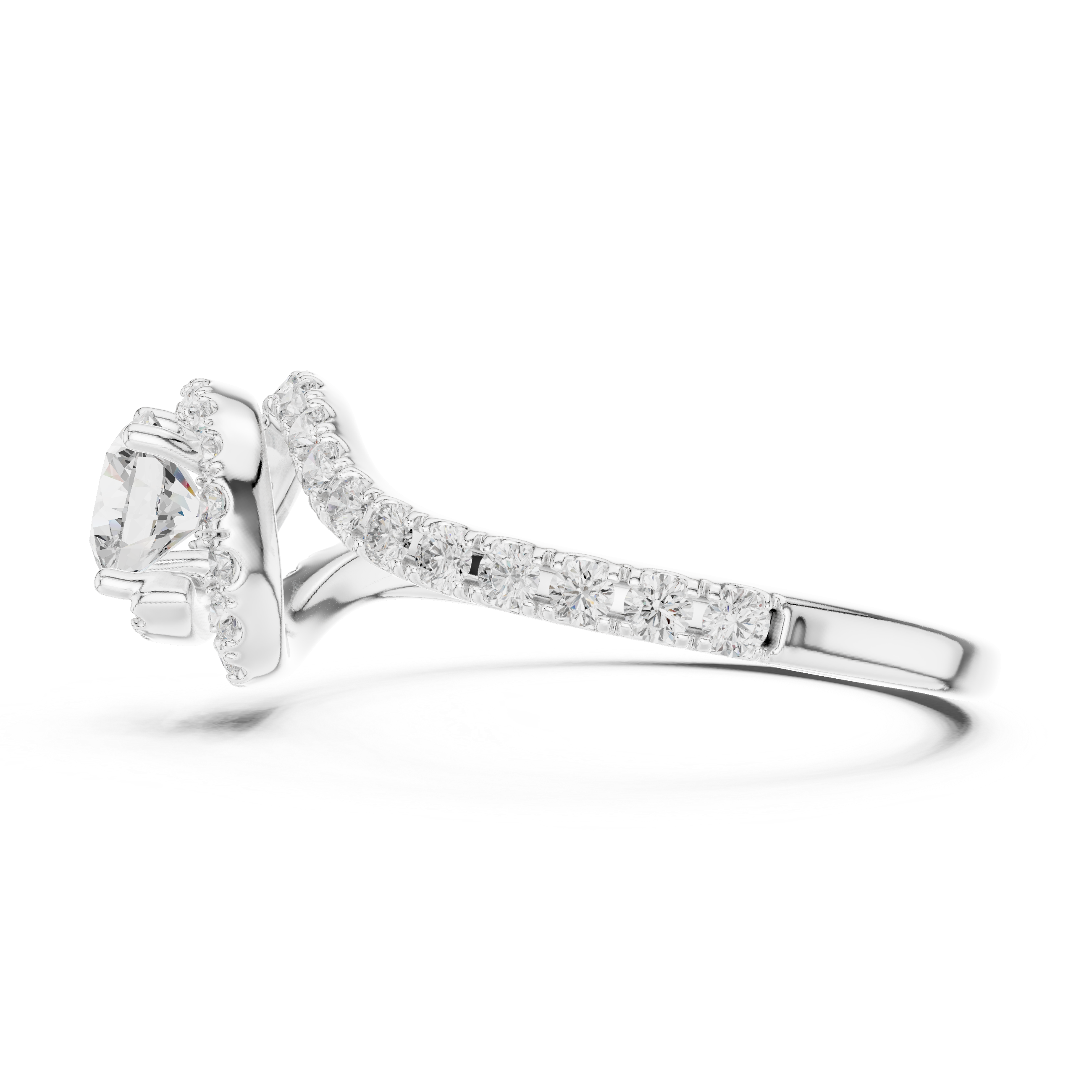 Minimal Yet Elegant Bypass Halo Diamond Ring Design