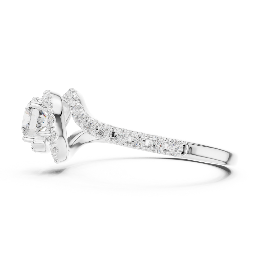 Minimal Yet Elegant Bypass Halo Diamond Ring Design