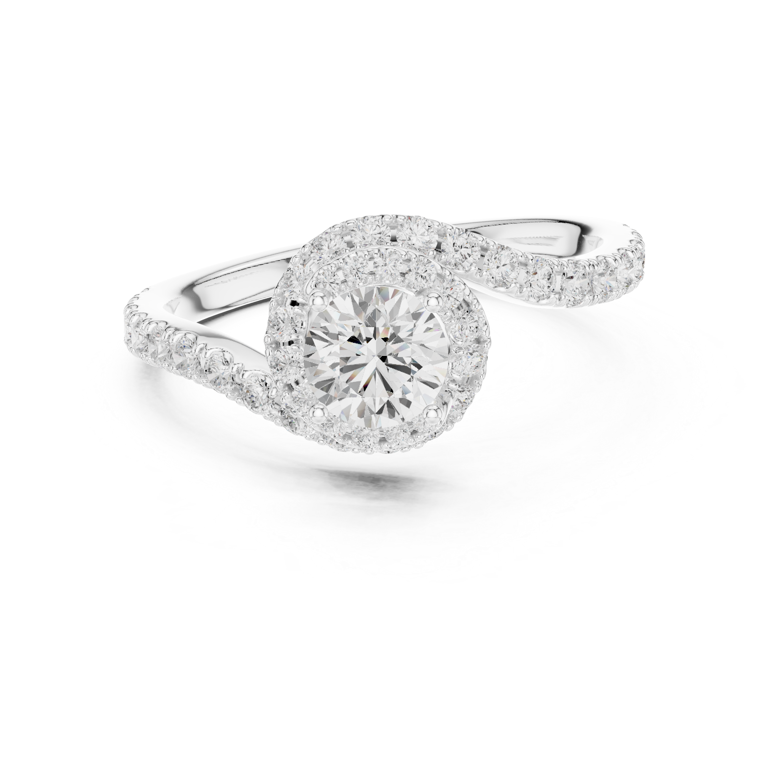 Minimal Yet Elegant Bypass Halo Diamond Ring Design