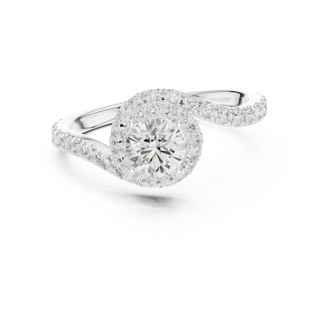 Minimal Yet Elegant Bypass Halo Diamond Ring Design