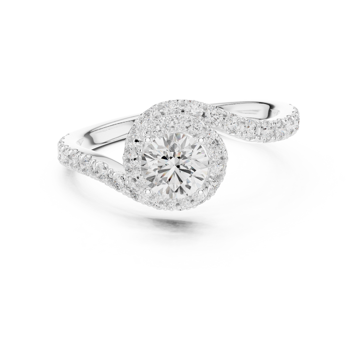 Minimal Yet Elegant Bypass Halo Diamond Ring Design