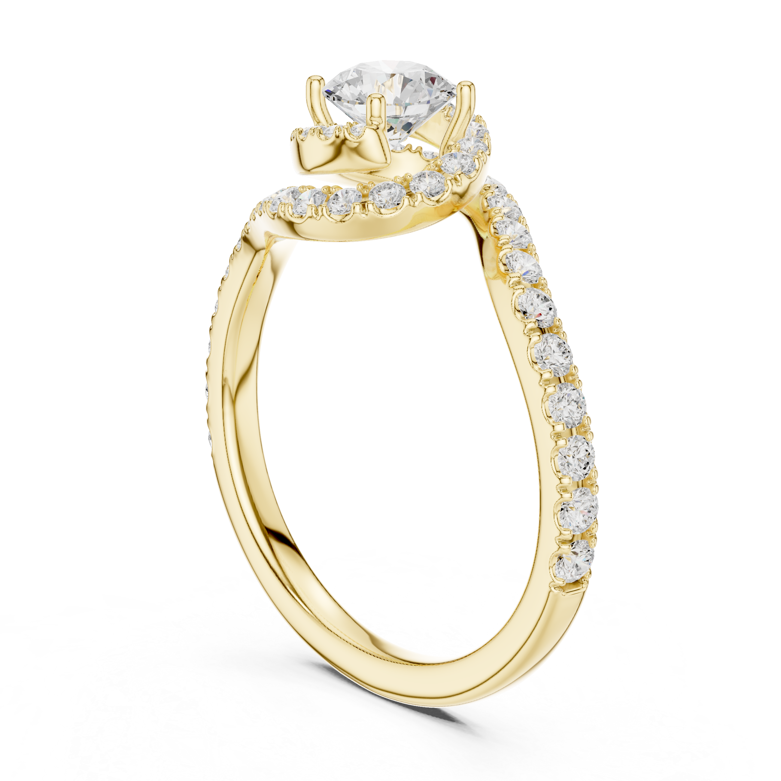 Minimal Yet Elegant Bypass Halo Diamond Ring Design
