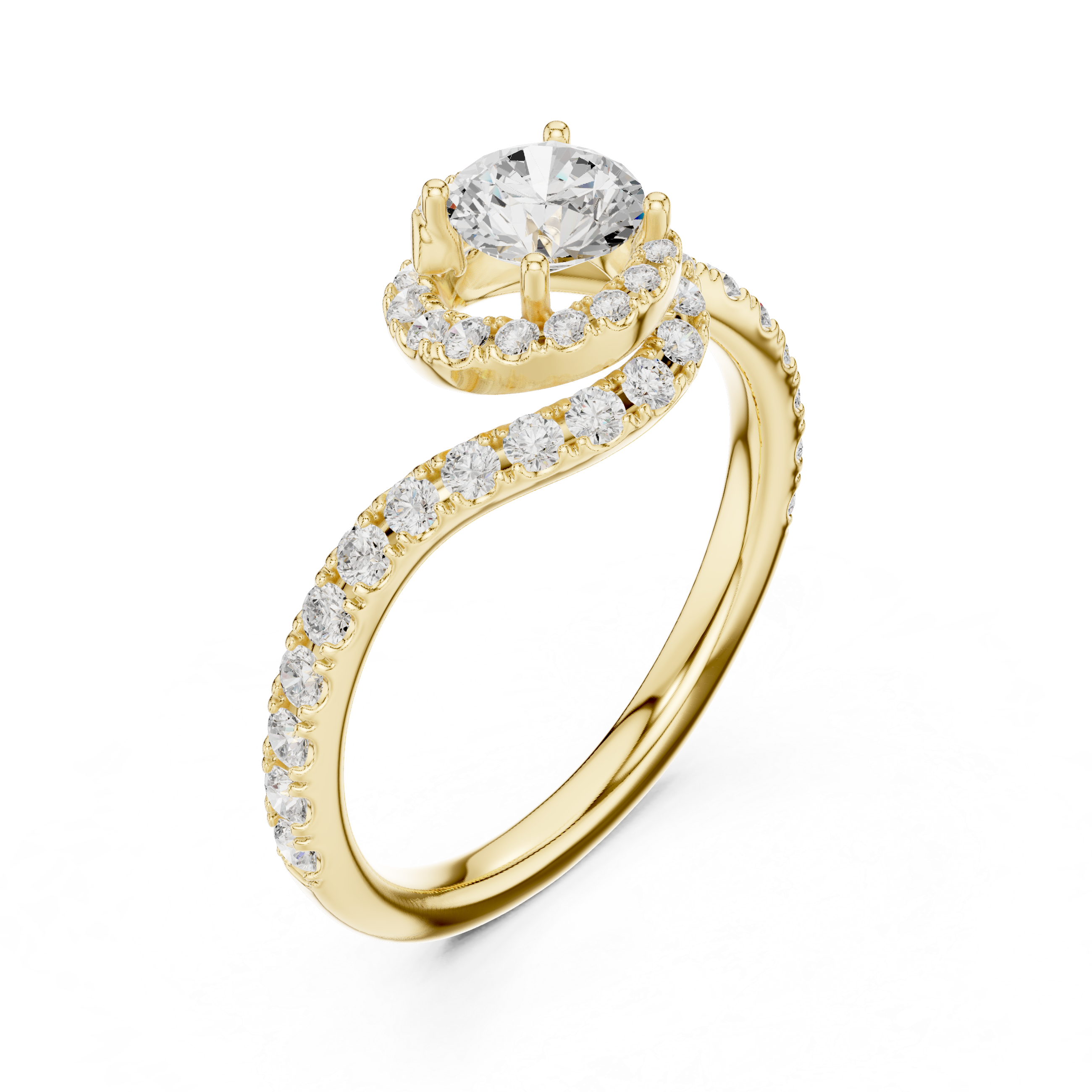 Minimal Yet Elegant Bypass Halo Diamond Ring Design