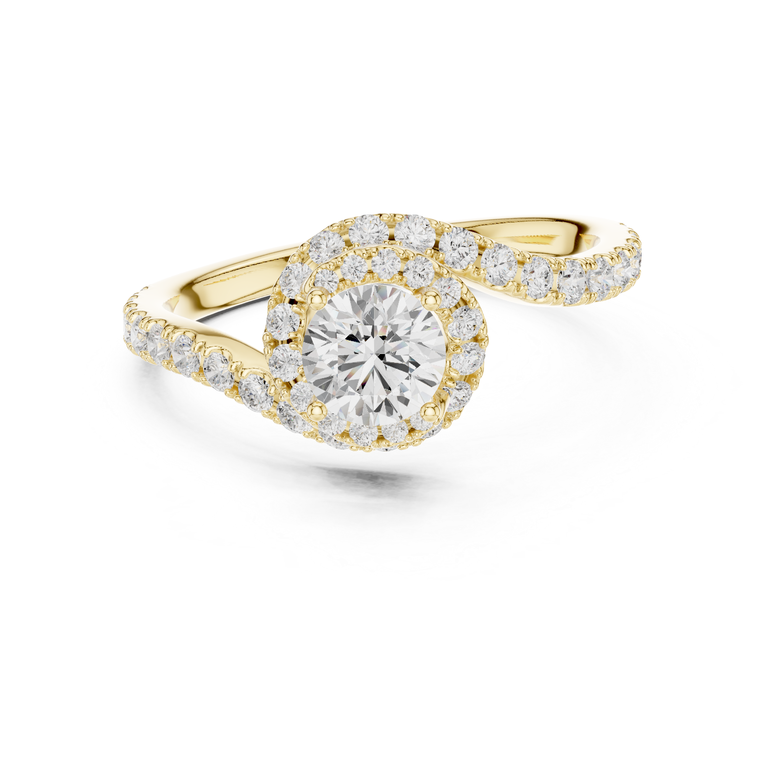 Minimal Yet Elegant Bypass Halo Diamond Ring Design