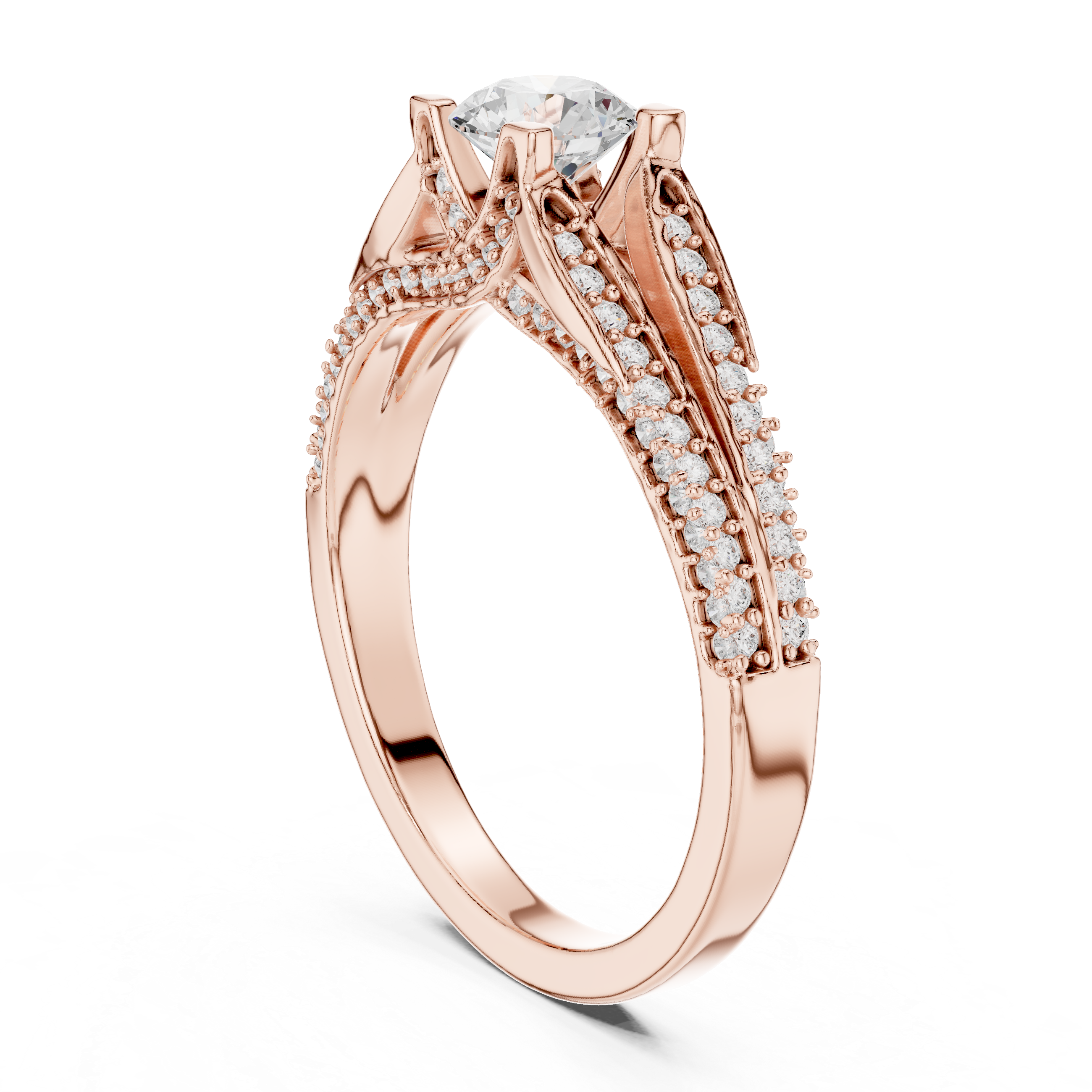 Chic Round Shaped Engagement Ring with Subtle Diamond Accents