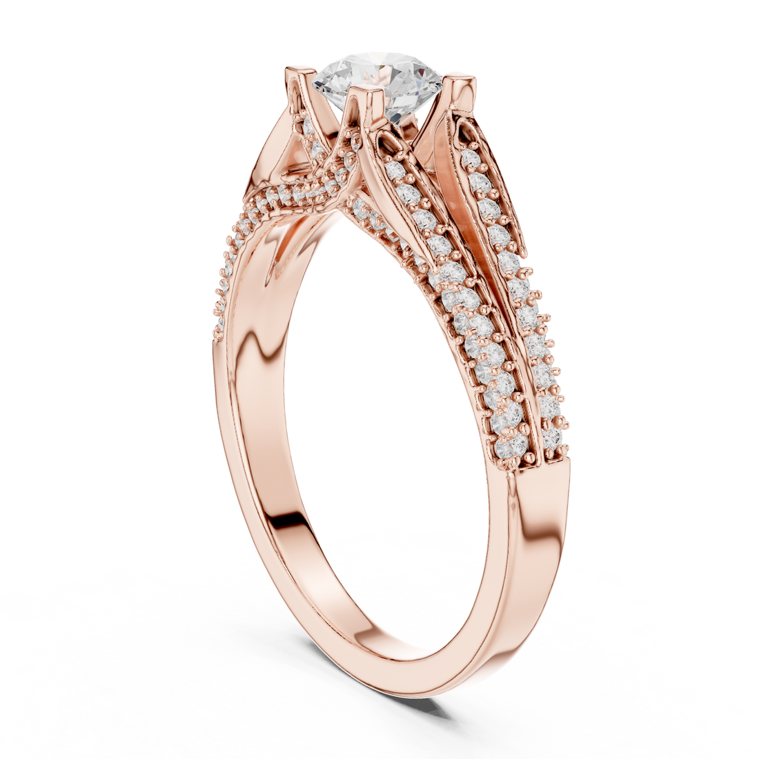 Chic Round Shaped Engagement Ring with Subtle Diamond Accents