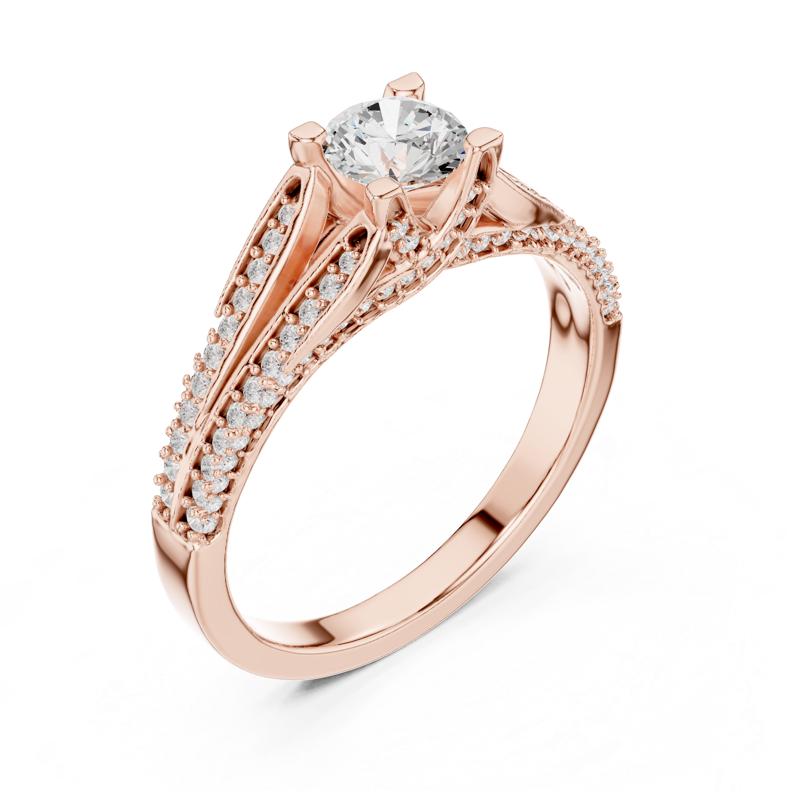 Chic Round Shaped Engagement Ring with Subtle Diamond Accents