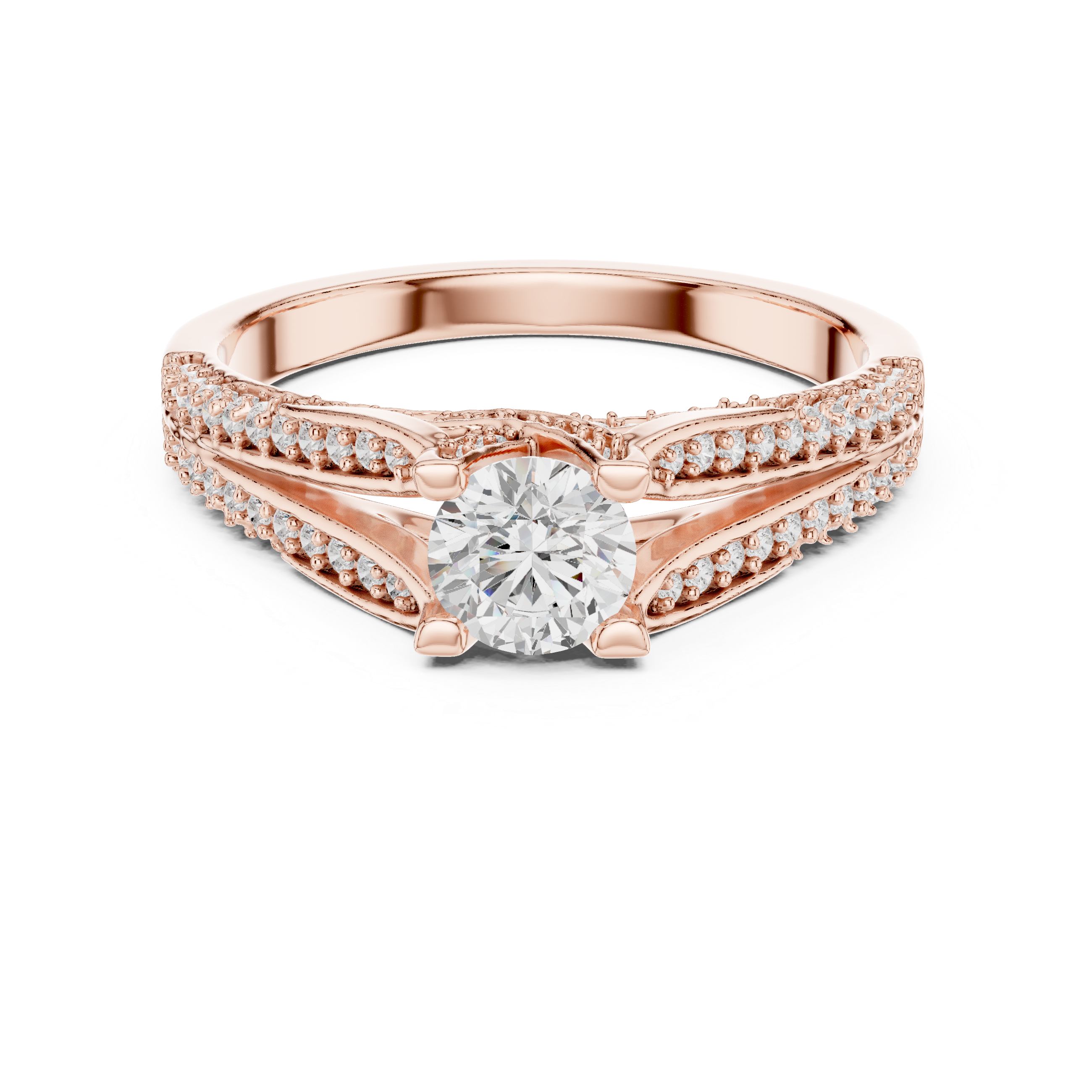 Chic Round Shaped Engagement Ring with Subtle Diamond Accents