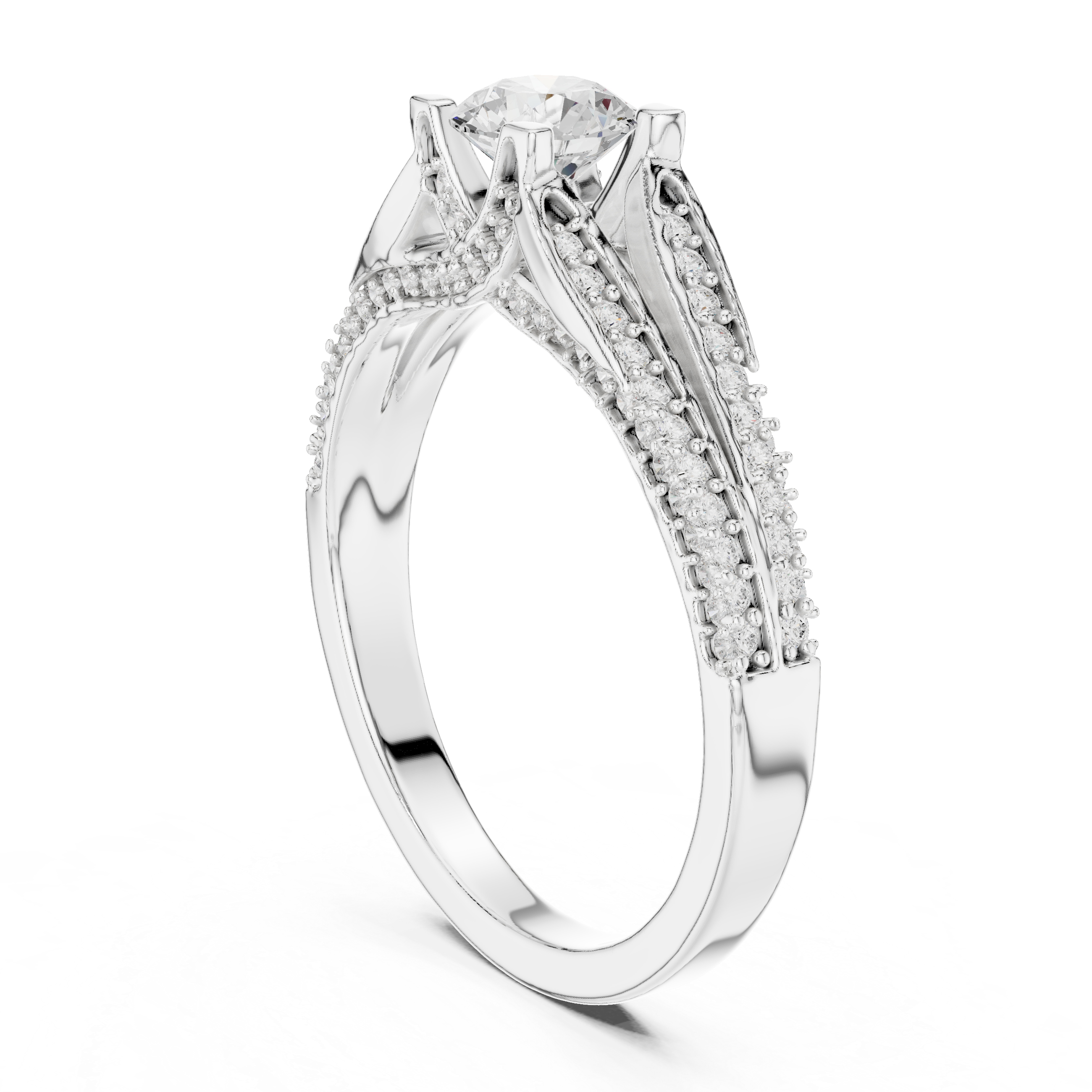 Chic Round Shaped Engagement Ring with Subtle Diamond Accents