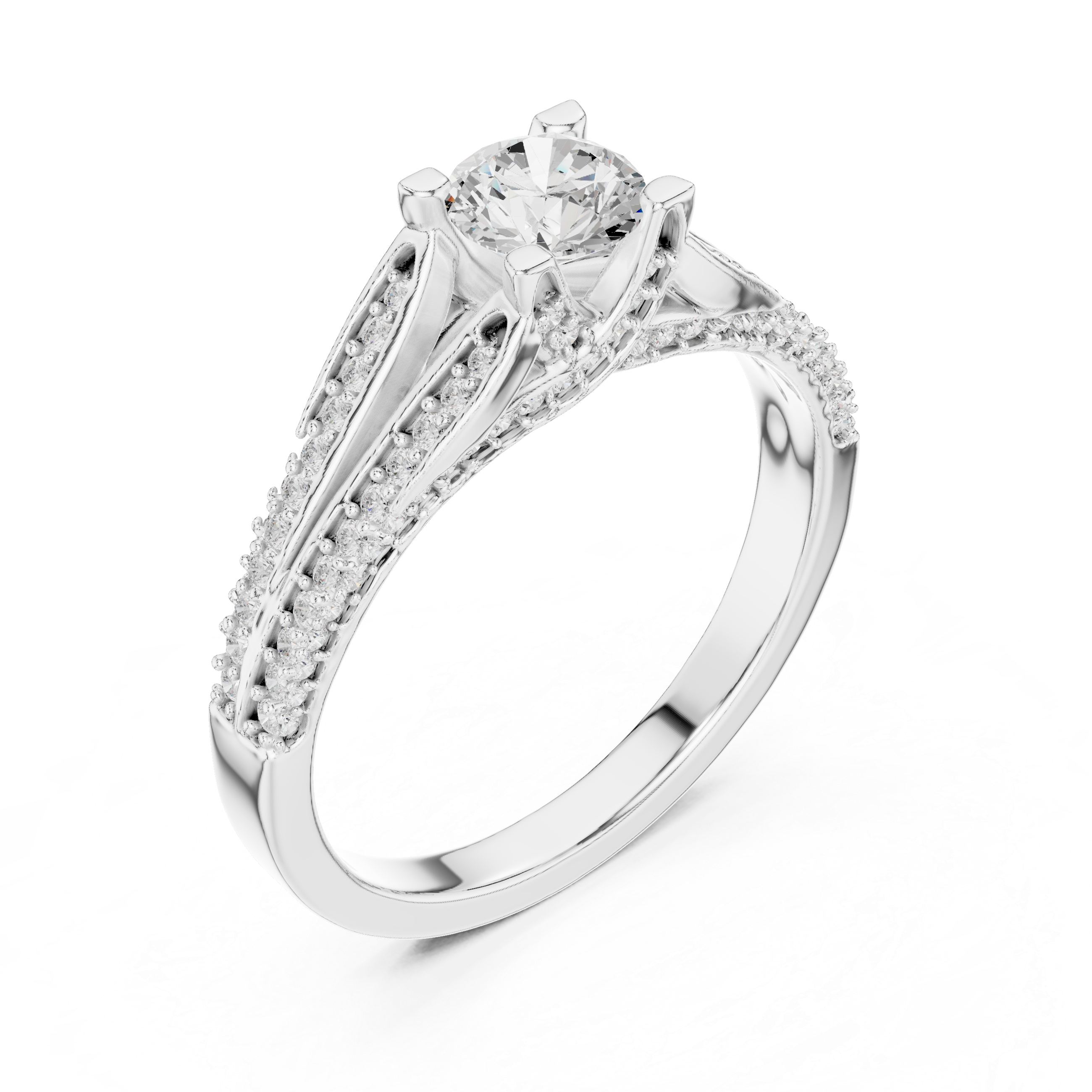 Chic Round Shaped Engagement Ring with Subtle Diamond Accents