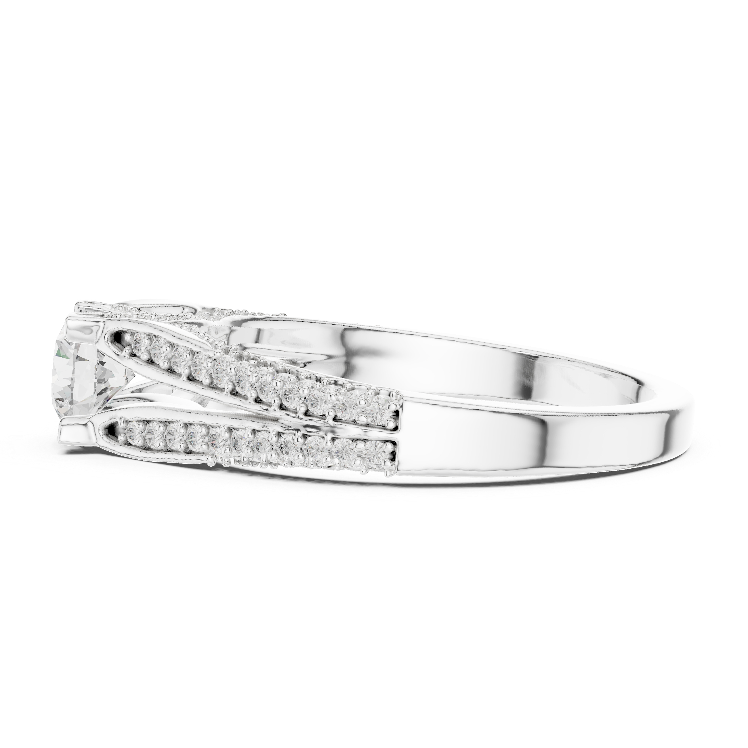 Chic Round Shaped Engagement Ring with Subtle Diamond Accents