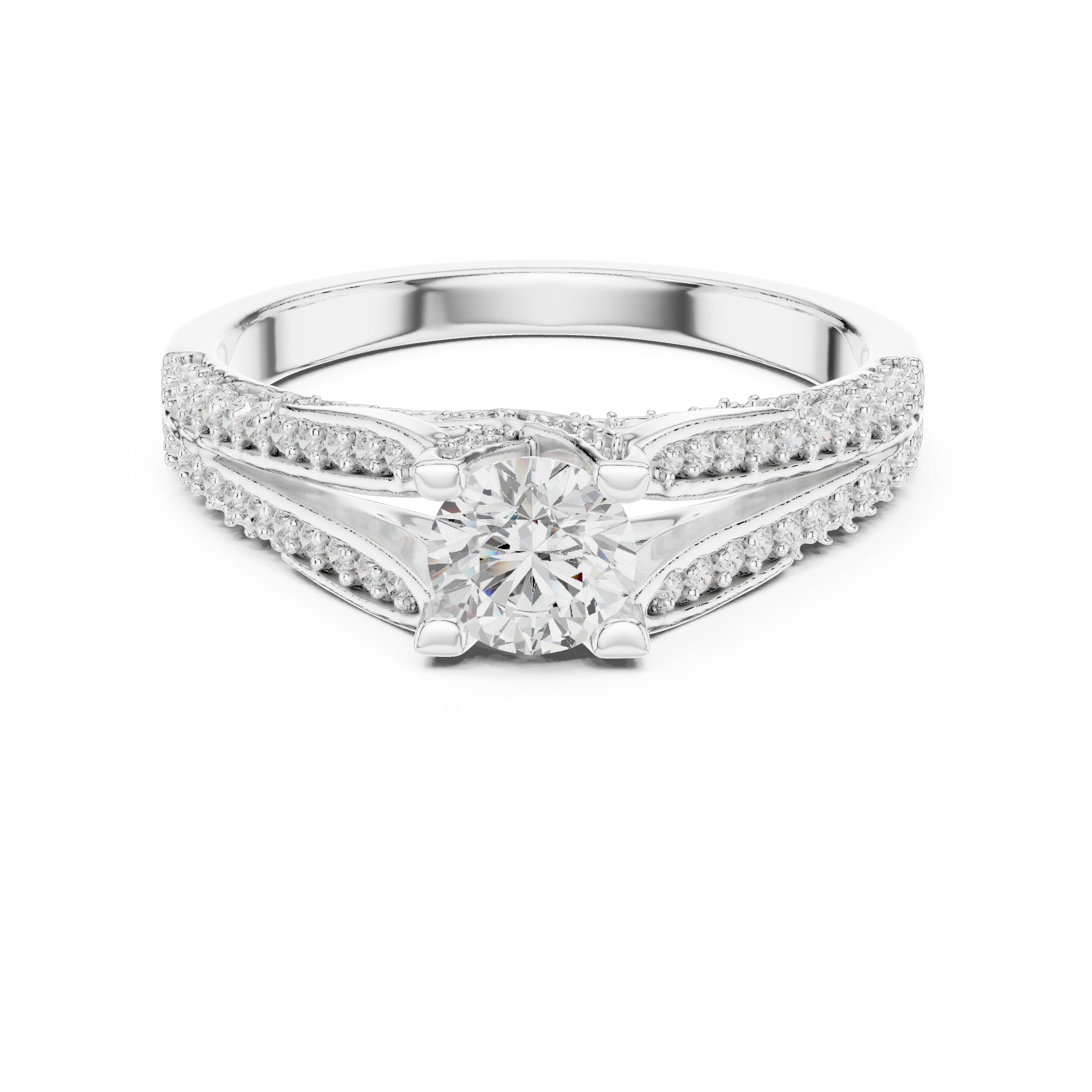 Chic Round Shaped Engagement Ring with Subtle Diamond Accents