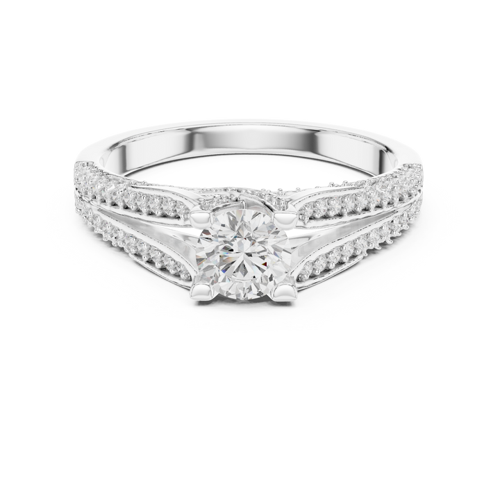 Chic Round Shaped Engagement Ring with Subtle Diamond Accents