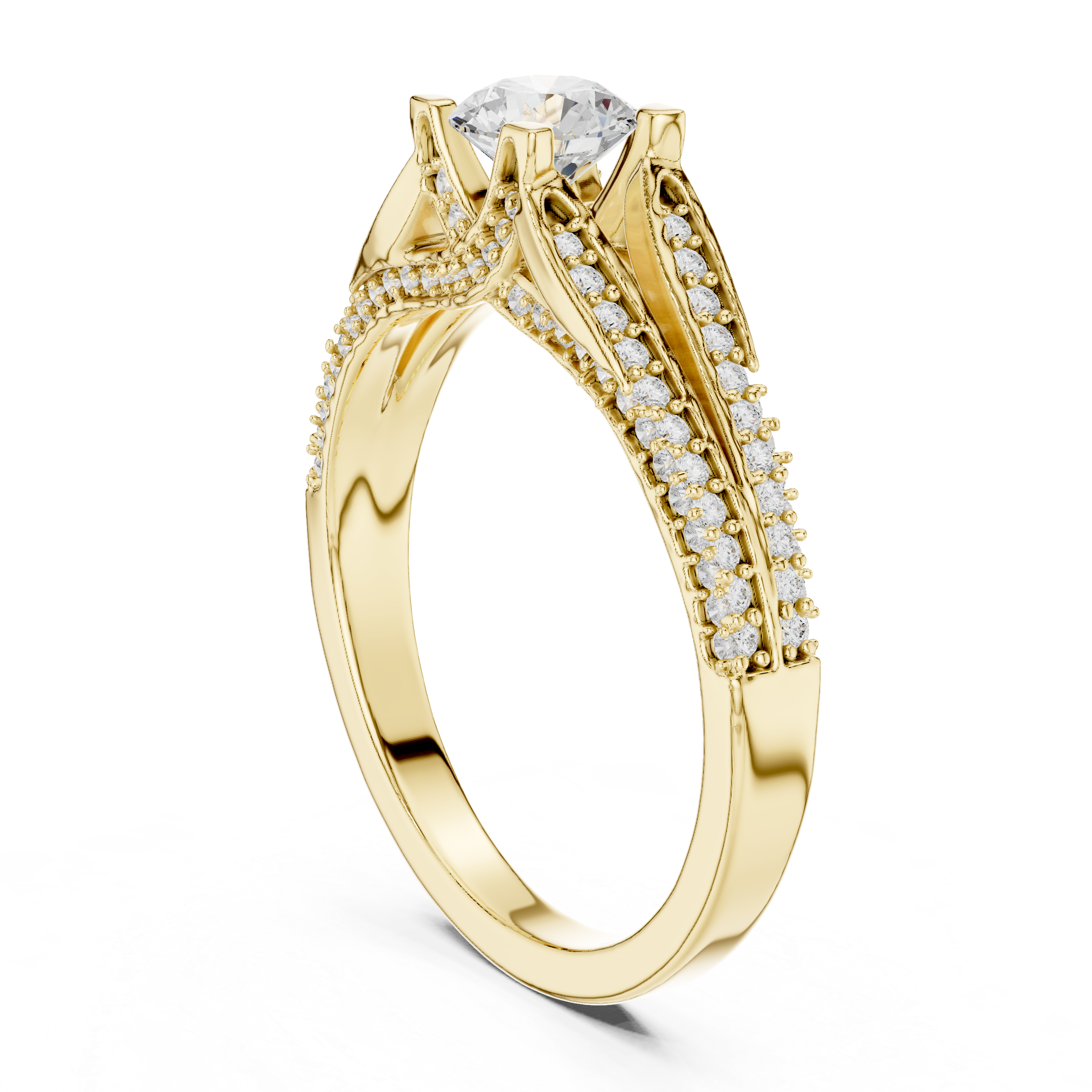 Chic Round Shaped Engagement Ring with Subtle Diamond Accents