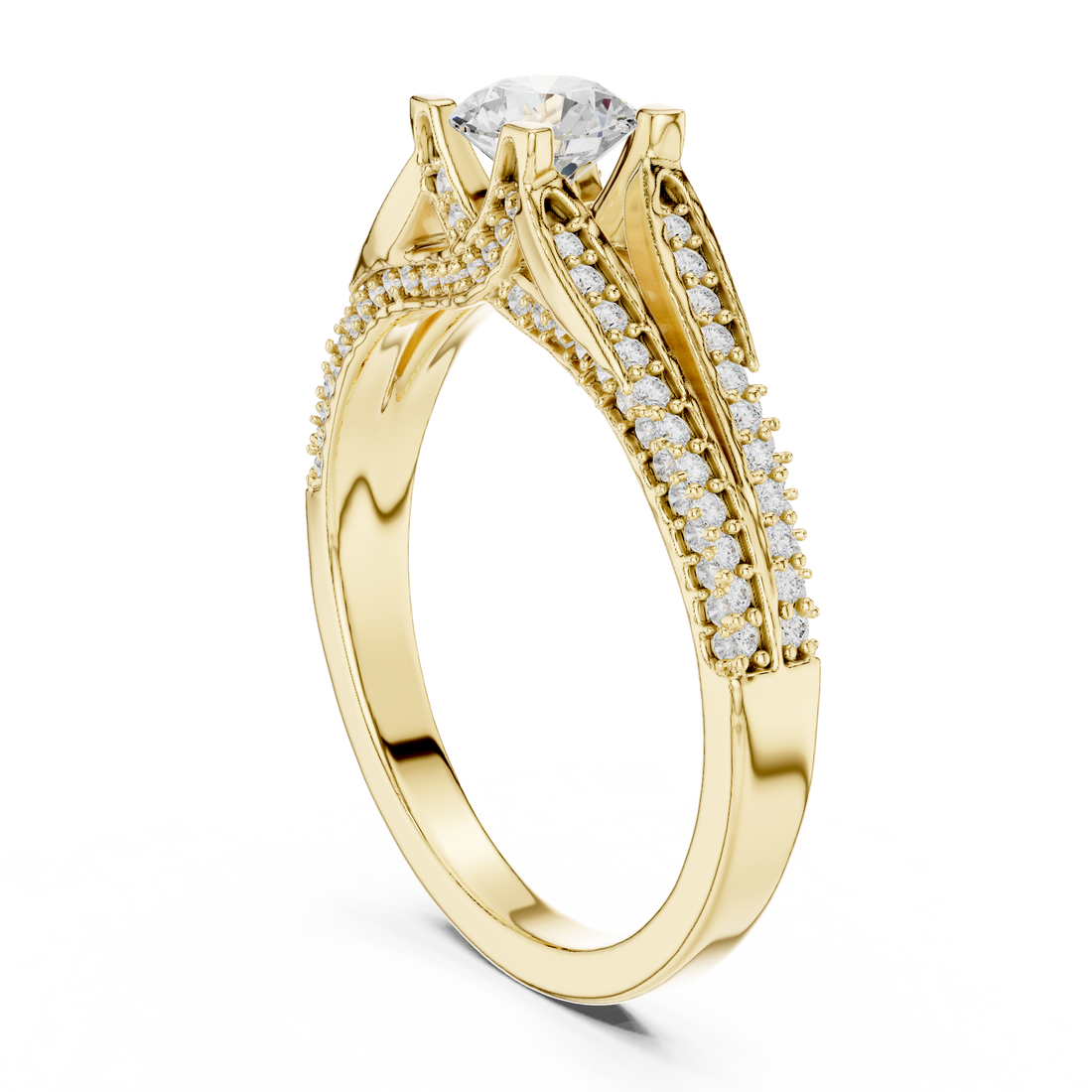 Chic Round Shaped Engagement Ring with Subtle Diamond Accents
