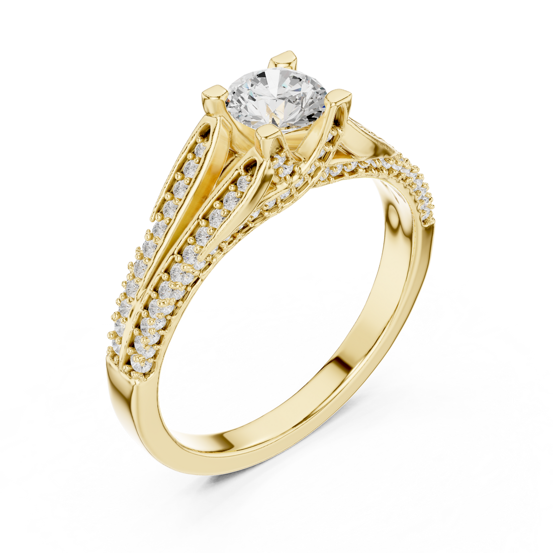 Chic Round Shaped Engagement Ring with Subtle Diamond Accents