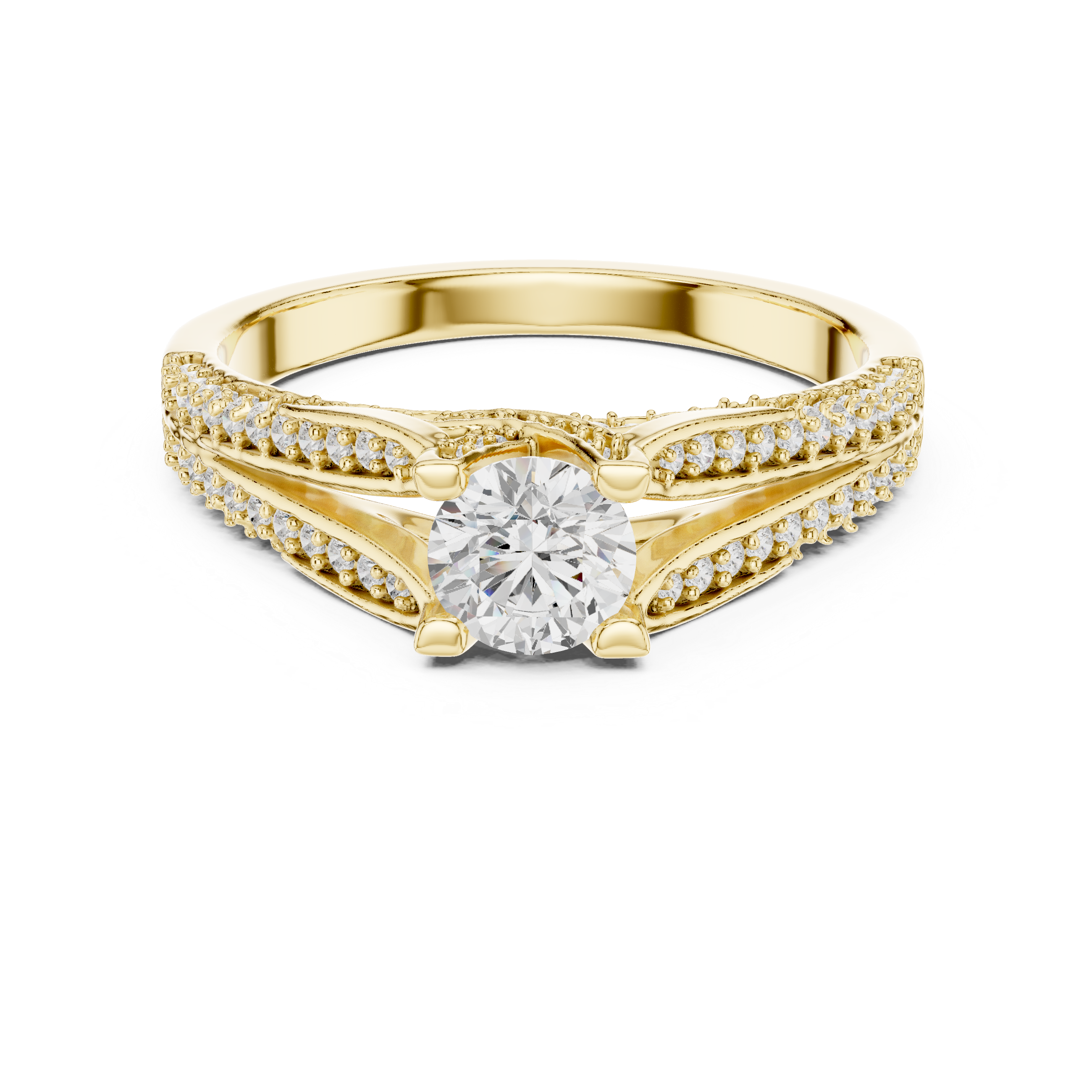 Chic Round Shaped Engagement Ring with Subtle Diamond Accents