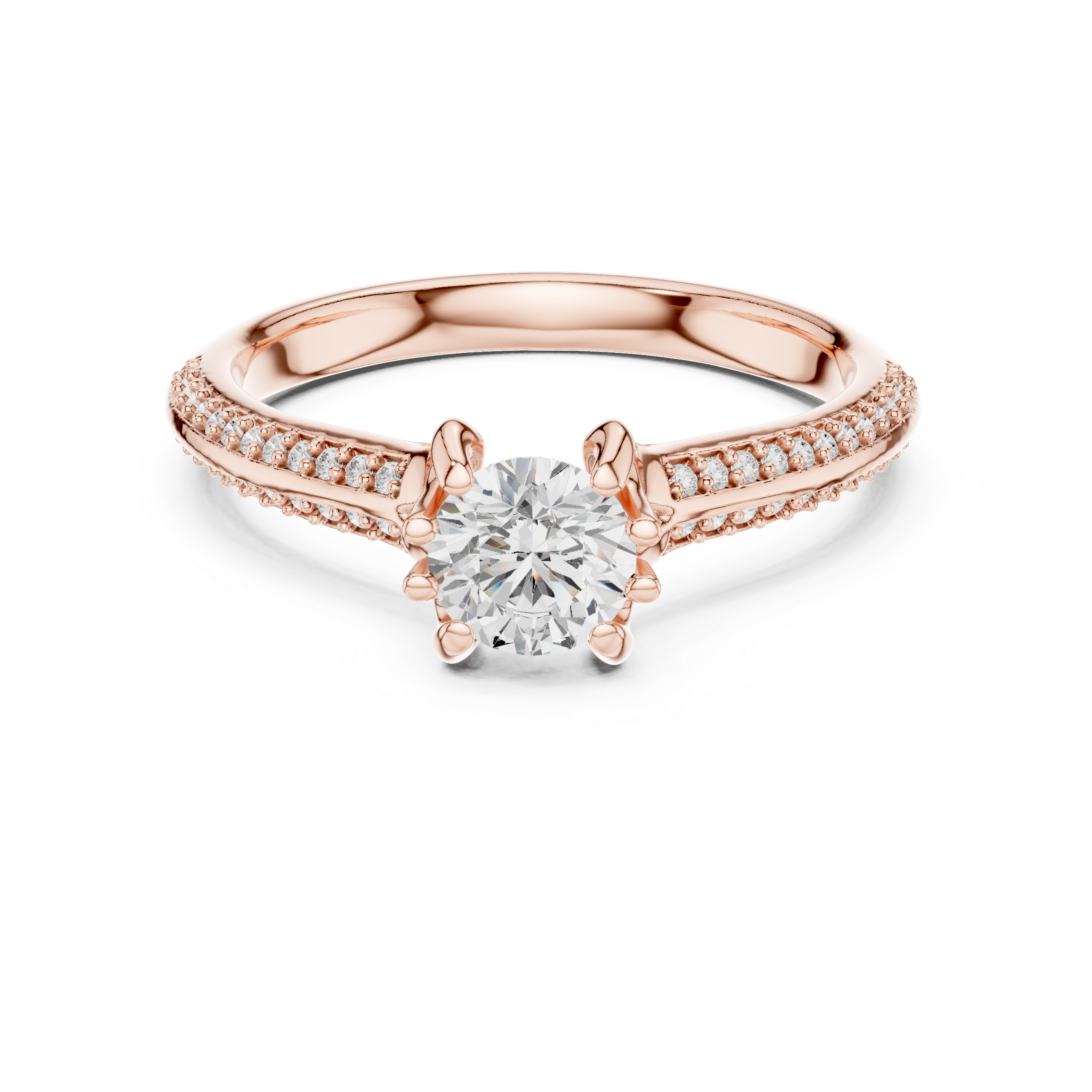 Unique Bridal Round Cut Diamond Ring with Double Band Sparkle
