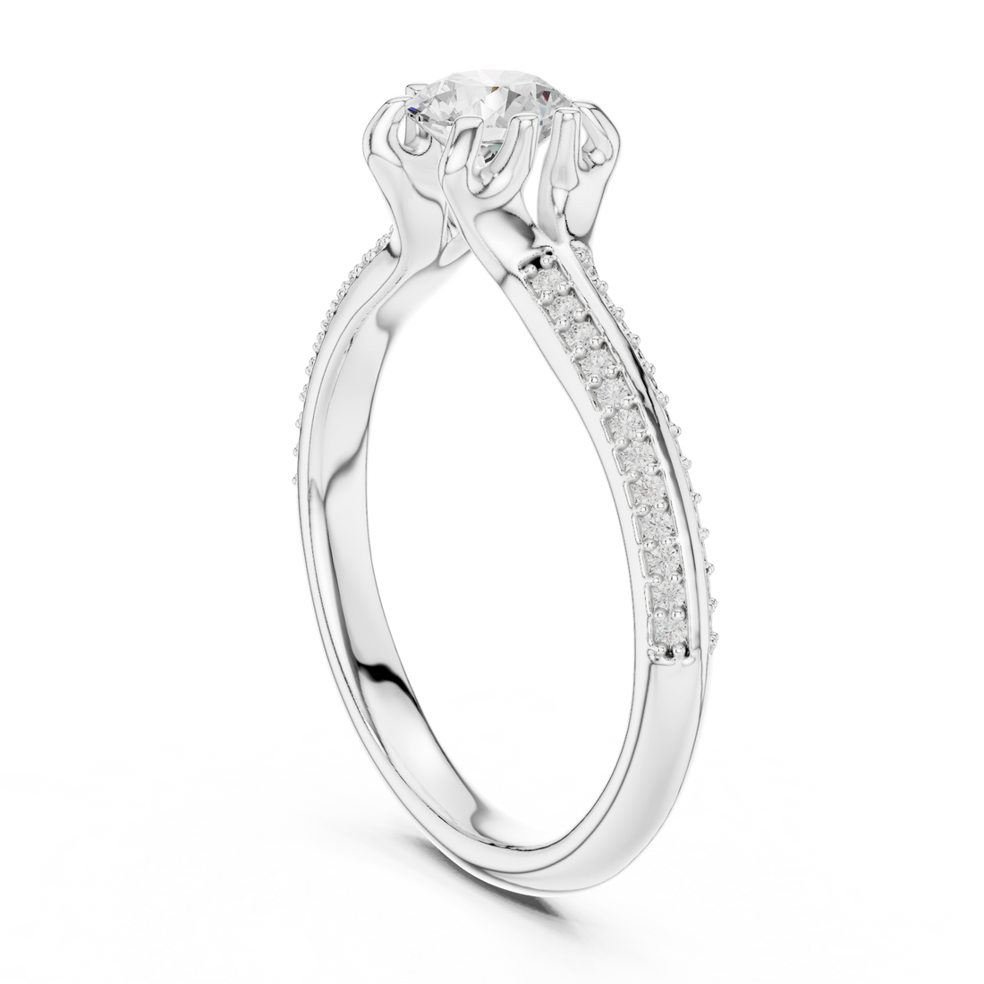 Unique Bridal Round Cut Diamond Ring with Double Band Sparkle
