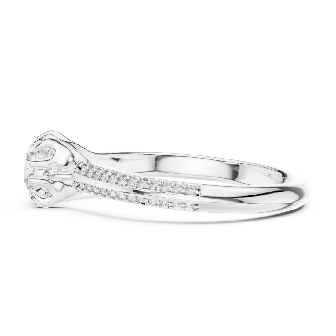 Unique Bridal Round Cut Diamond Ring with Double Band Sparkle