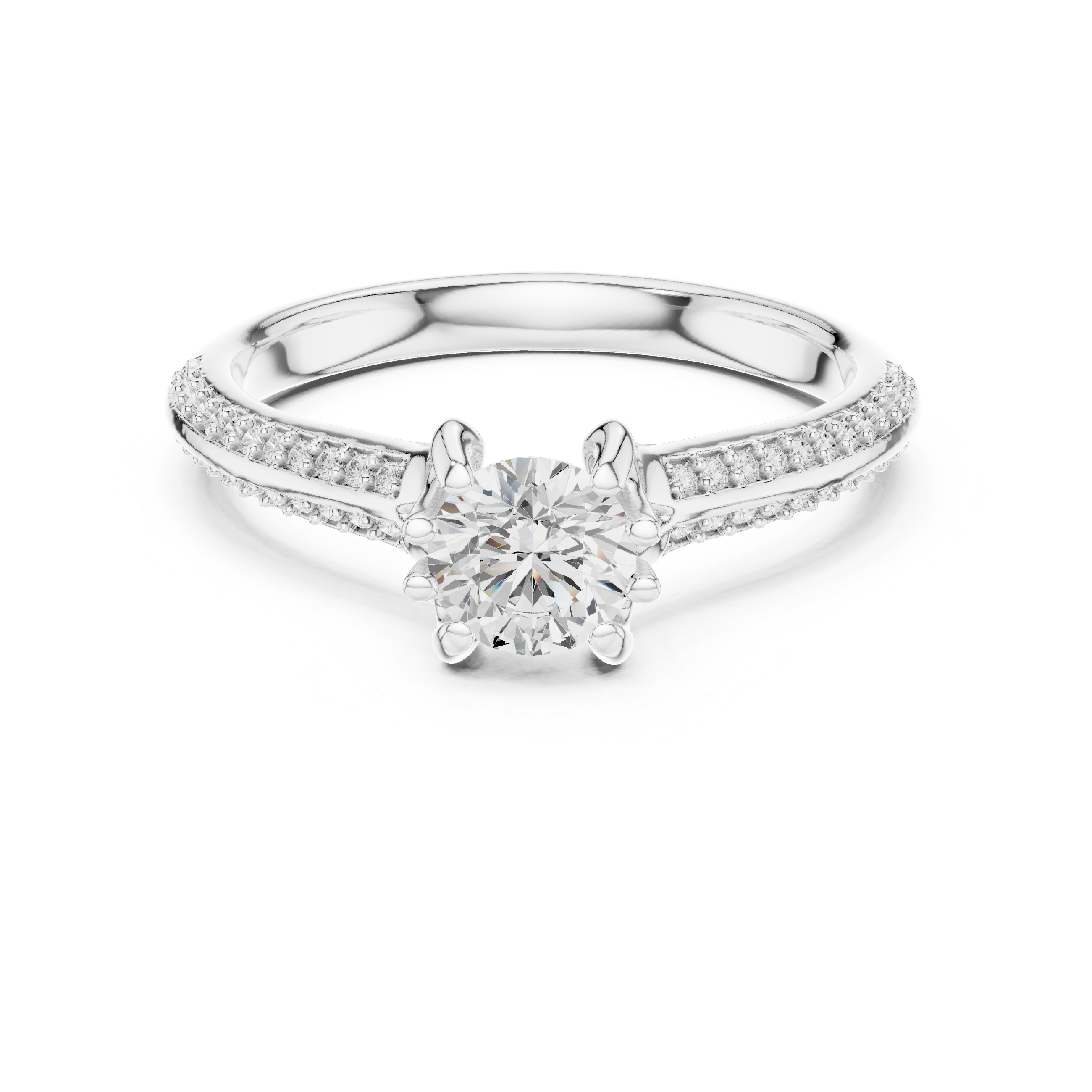 Unique Bridal Round Cut Diamond Ring with Double Band Sparkle