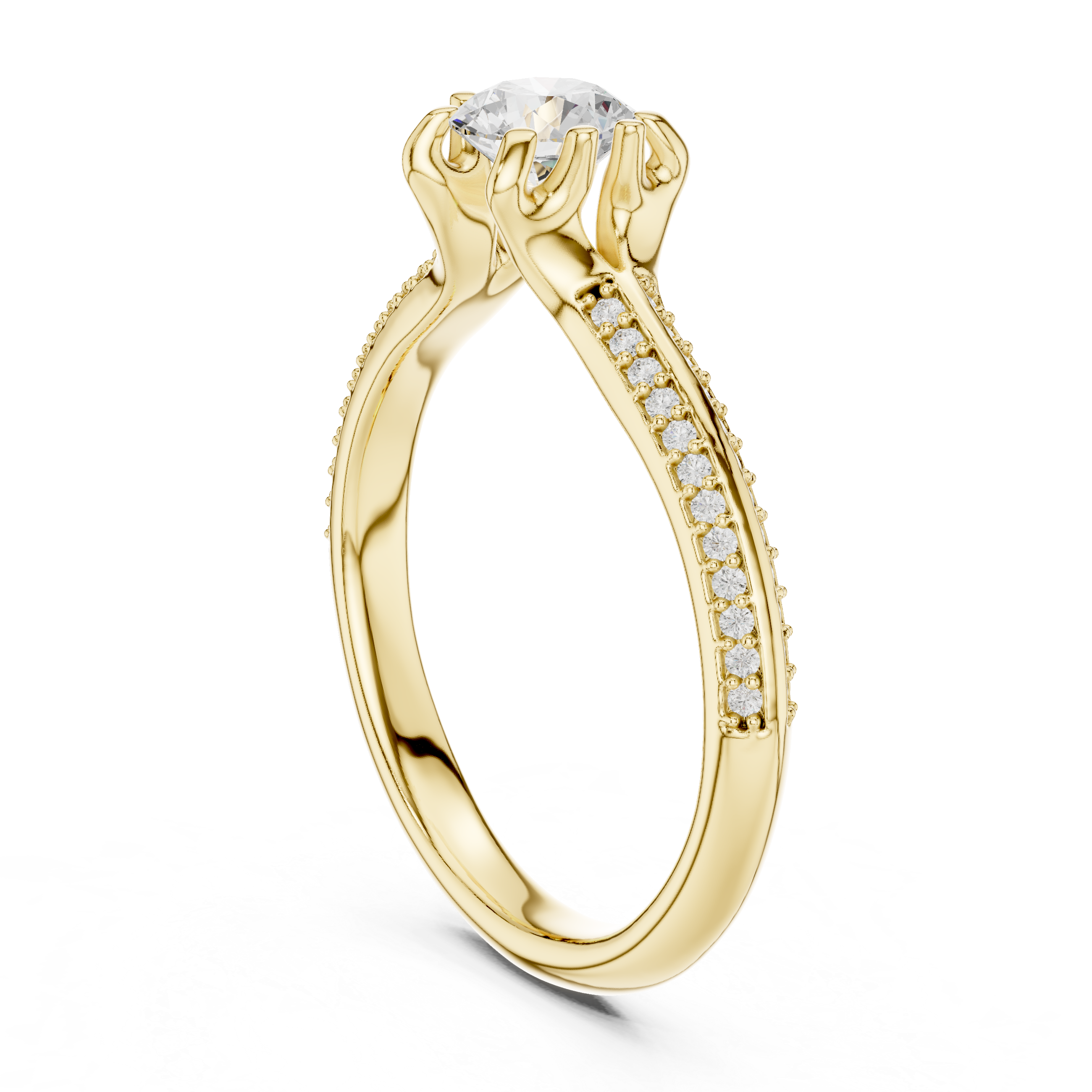 Unique Bridal Round Cut Diamond Ring with Double Band Sparkle